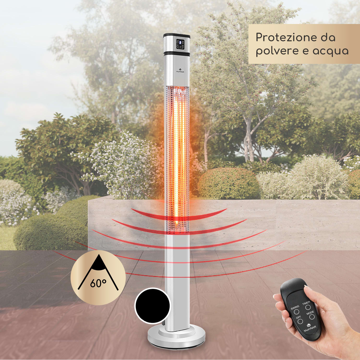 Heat Guru Plus Radiatore 2000 W 3 Livelli Riscaldanti Telecomando argento