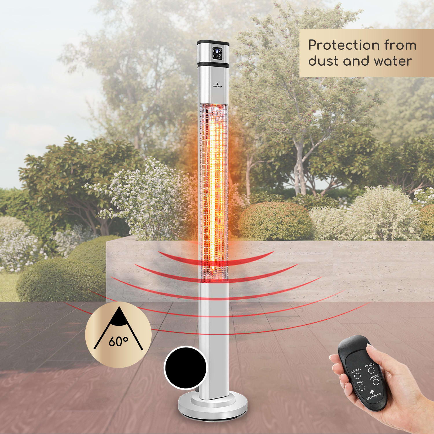 Heat Guru Plus, инфрачервен нагревател, 2000 W, 3 нива на отопление, дистанционно управление, сребърен