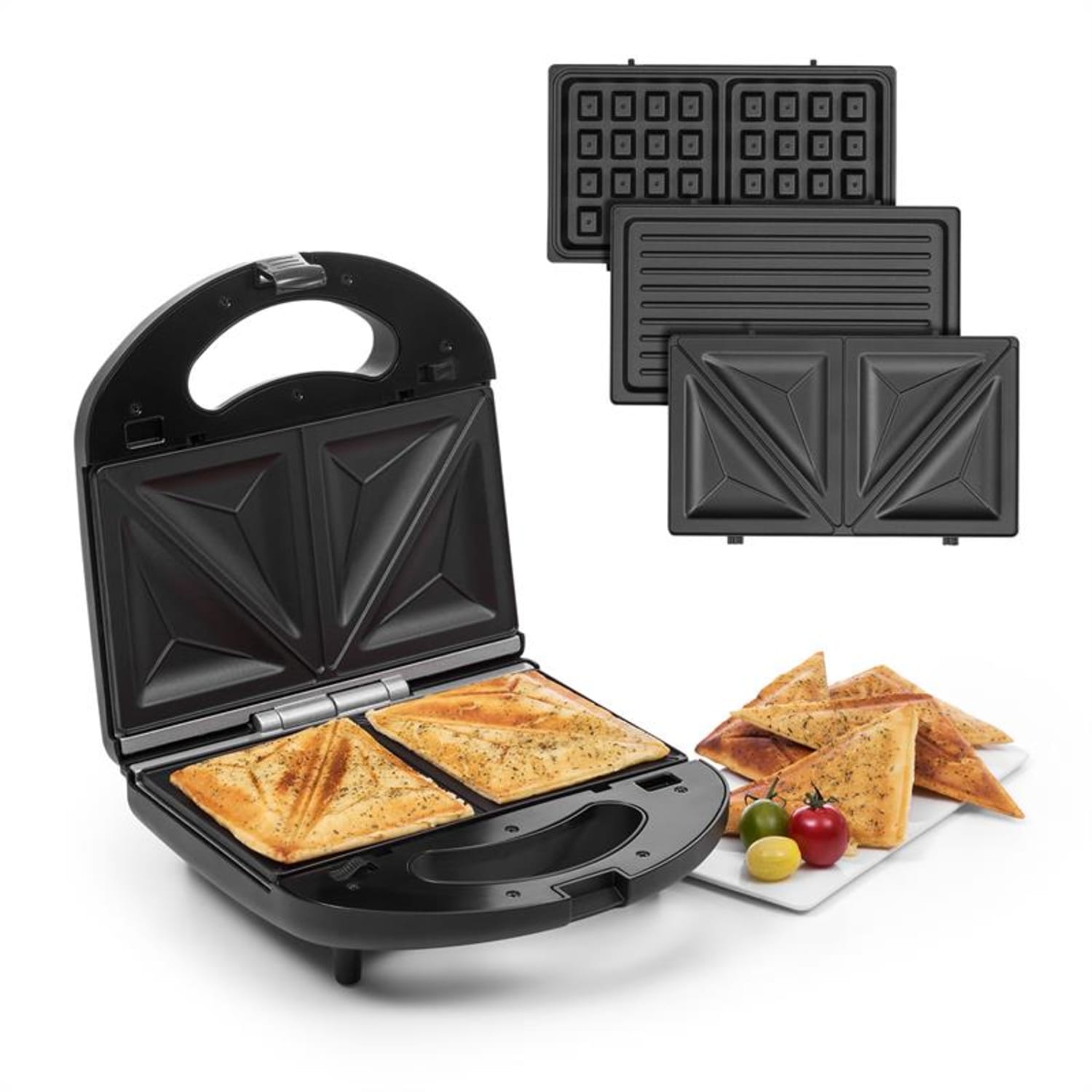 Trilit 3-in-1 Sandwich Maker 750W 3 Grillplatten LED Anti-Haft schwarz