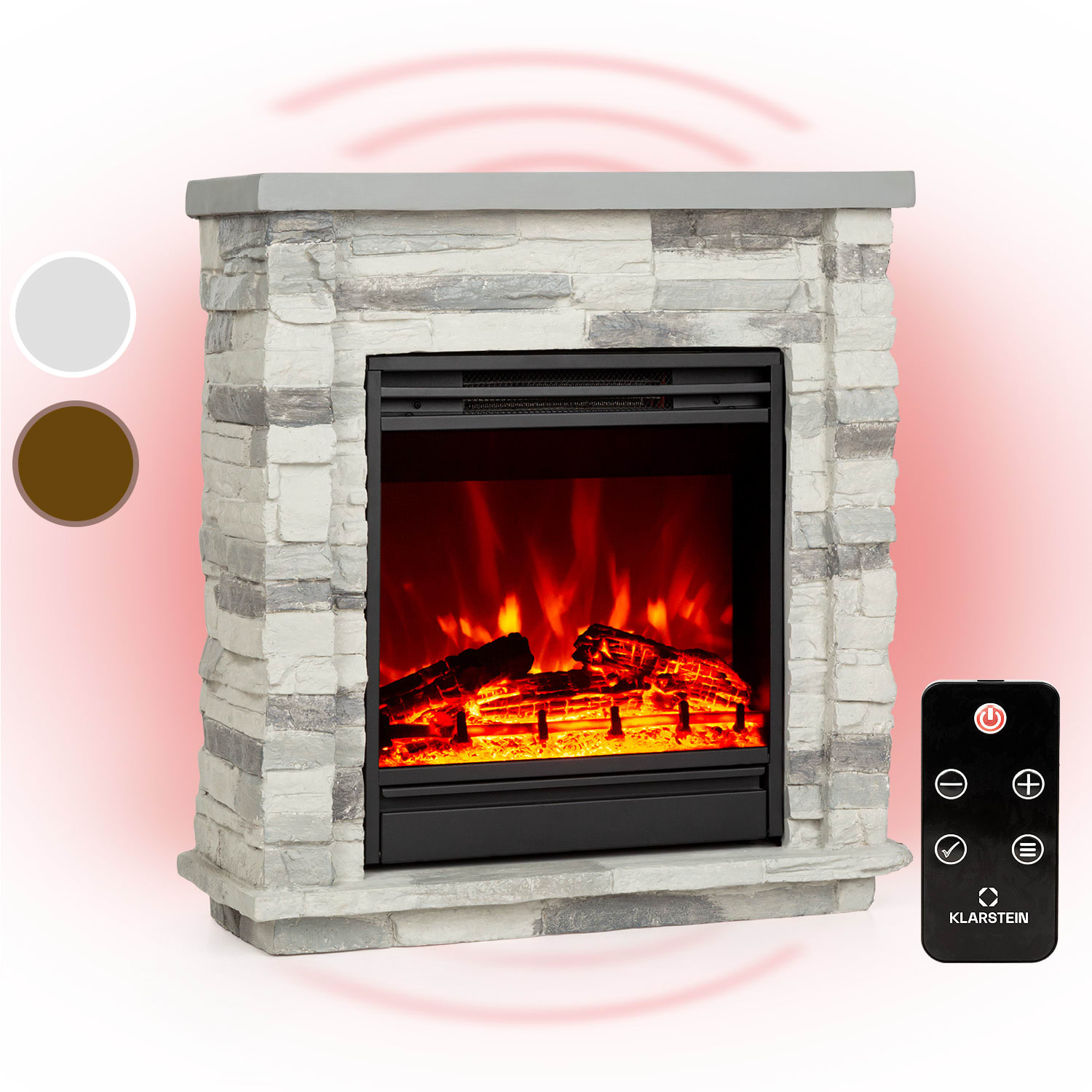 Cheminée électrique Lienz 1800W décor pierre Polystone Télécommande
