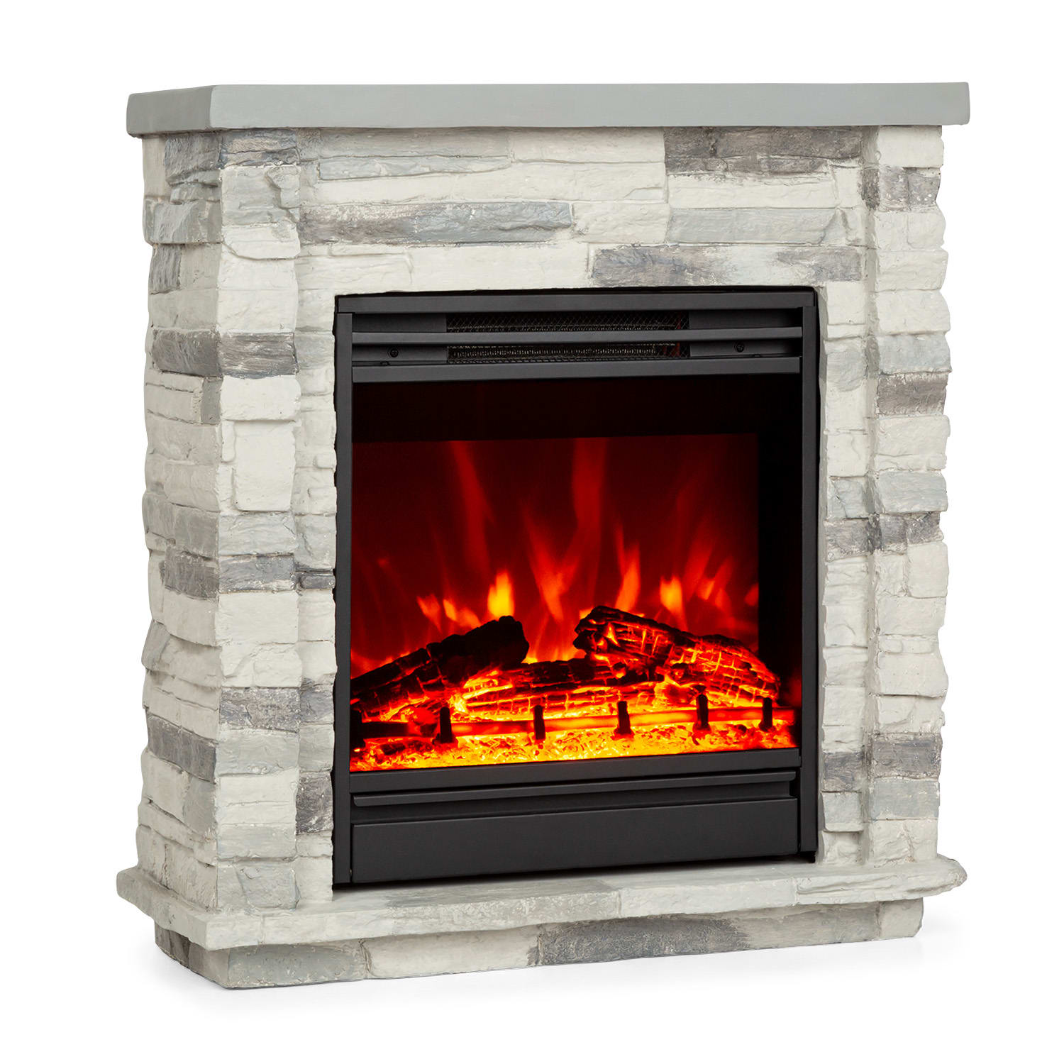 Chimenea eléctrica Lienz 1800W piedra decorativa de Polystone Mando a distancia