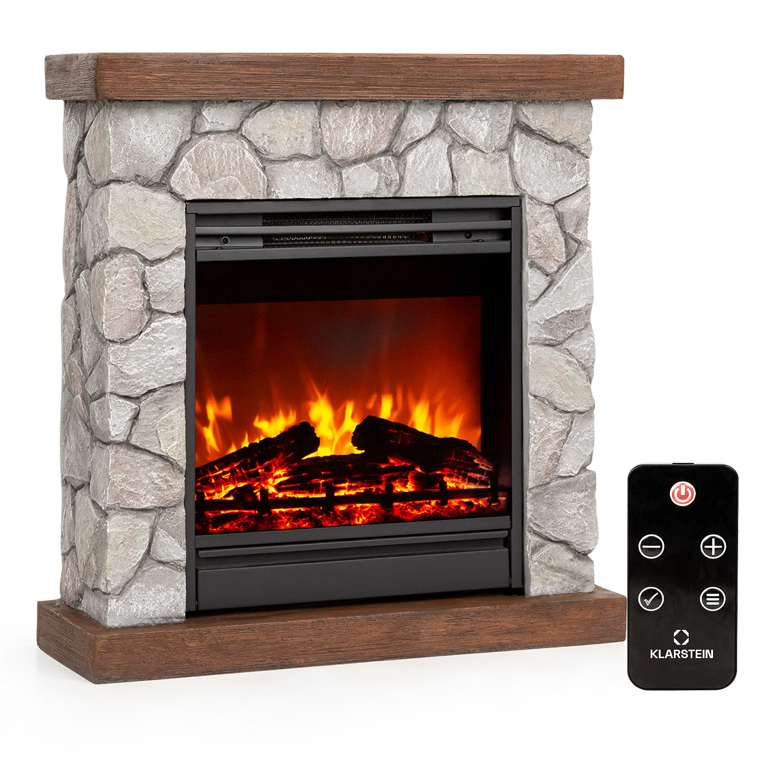 Lienz Elektrischer Kamin 1800W Steindekor Polystone Fernbedienung