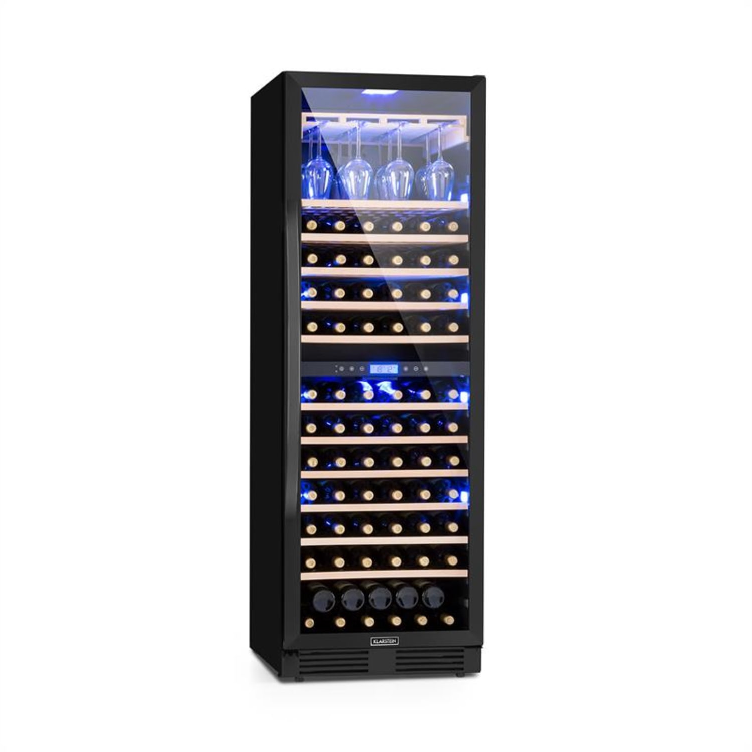 Vinovilla Onyx Grande Duo, borhűtő, 425 liter, 165 palack, 3 színű LED világítás, fekete