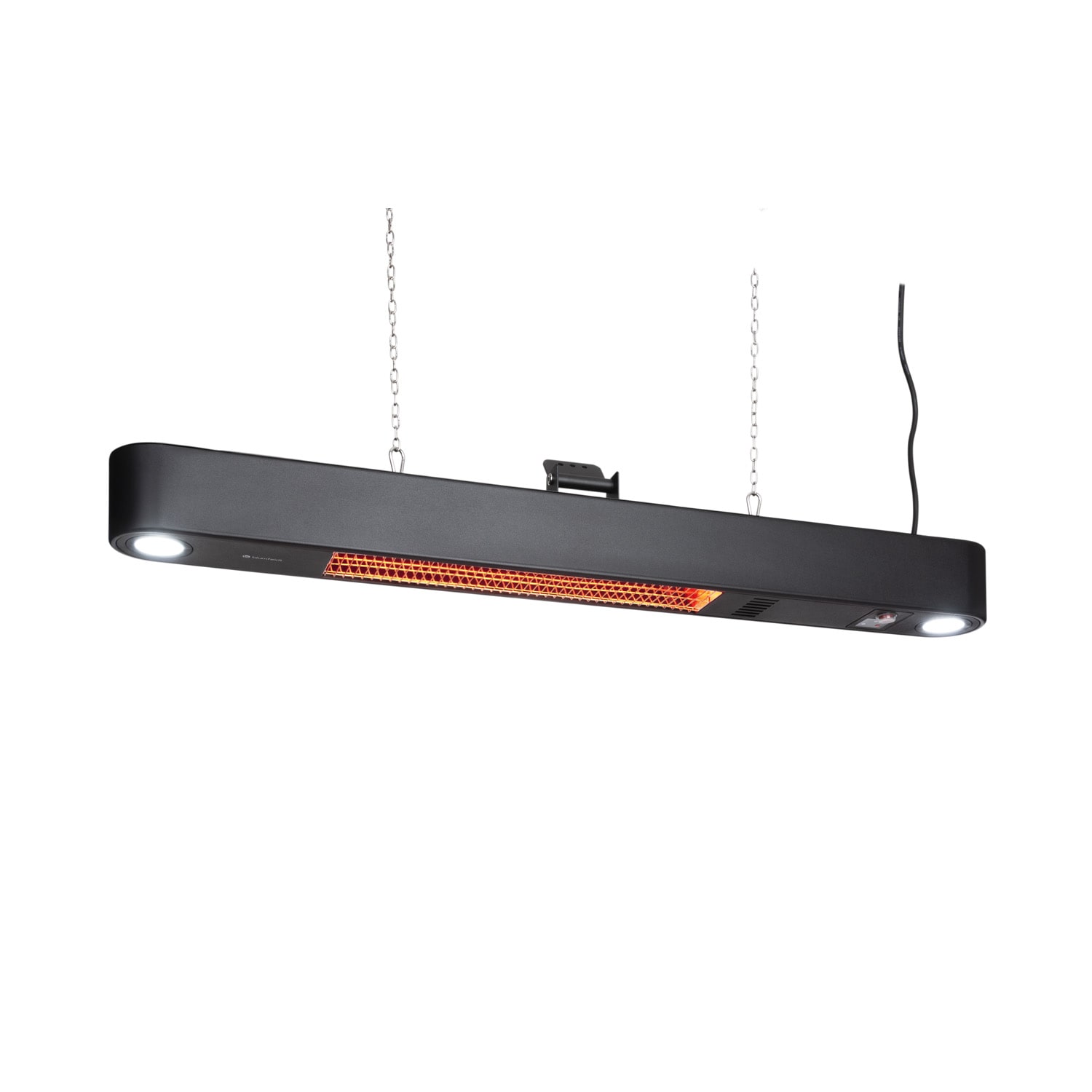 Gold Bar Shine Radiant Heater 2000W 2 x LED Lights Aluminium Black