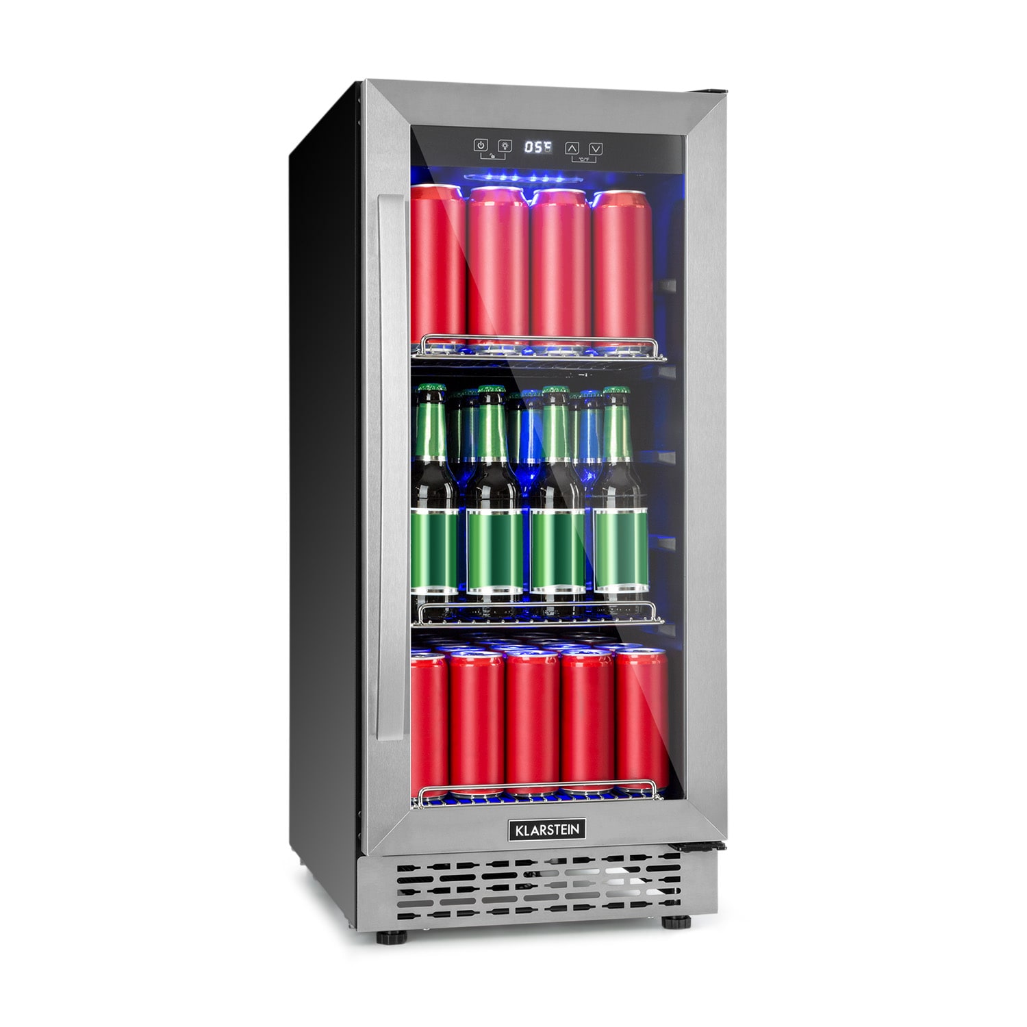Beerlager 86 Getränkekühlschrank 86l 33 Fl. Glastür Touch-Bedienfeld Edelstahl