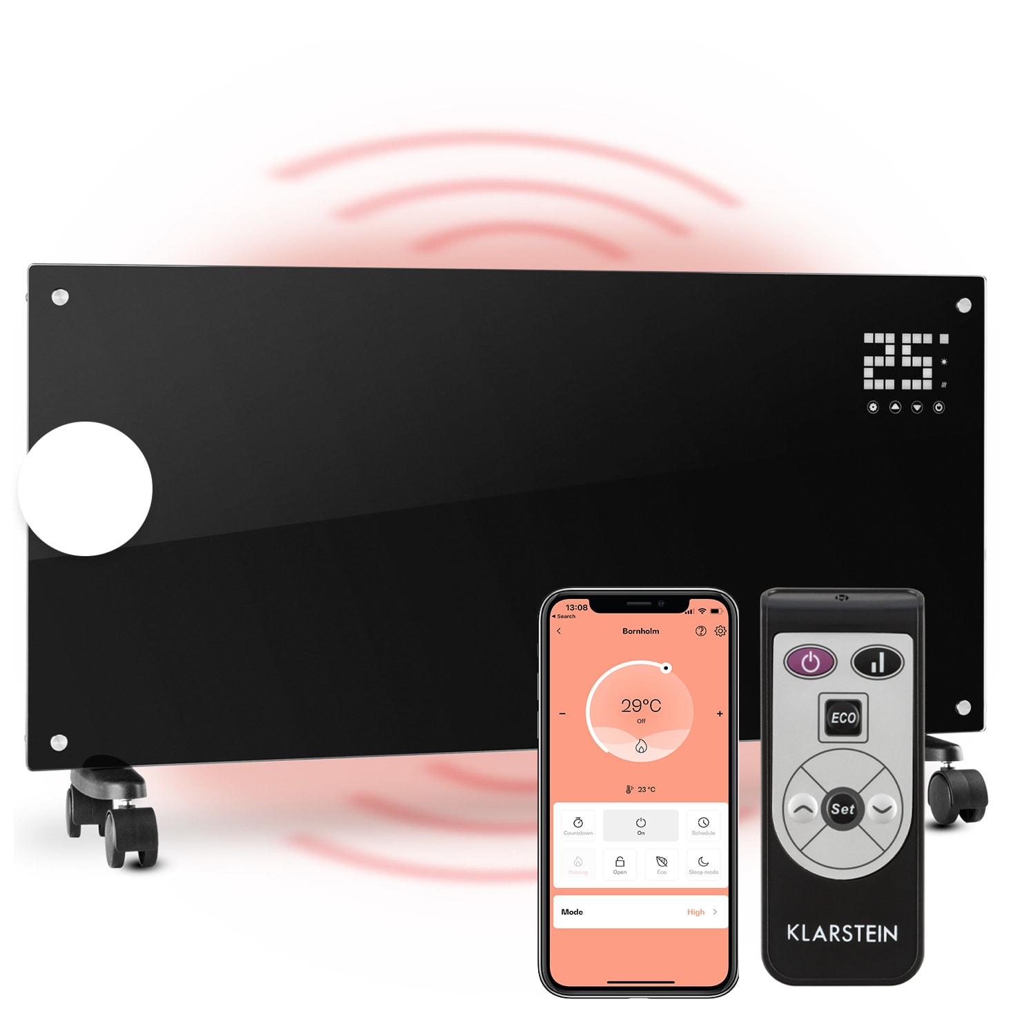 Bornholm Smart Konvektionsvärmare 200 W WiFi LED-display timer IP24