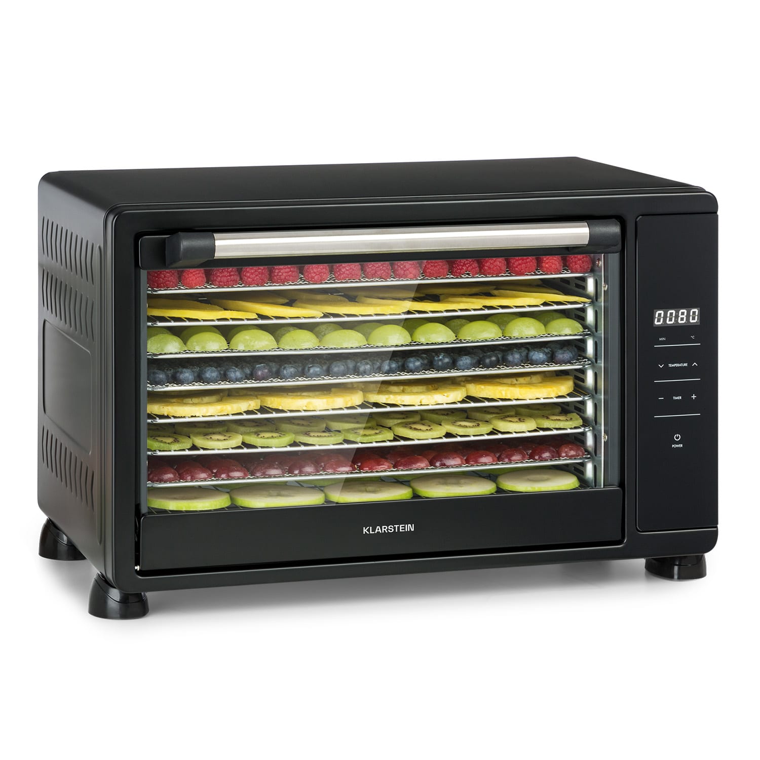 Mega Jerky, automatska sušilica, 650W, 35 – 80 °C, LCD zaslon osjetljiv na dodir, 8 polica, crna