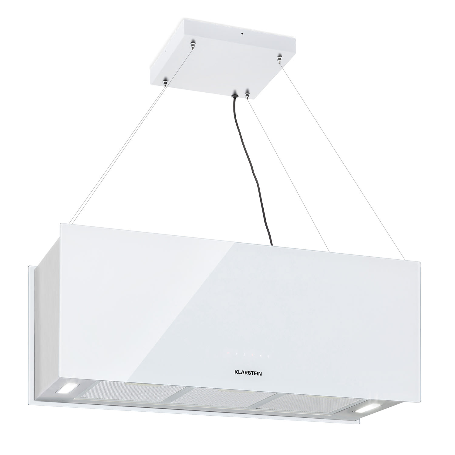 Kronleuchter XL Inselabzugshaube 90cm Umluft 590m³/h LED Touch weiß