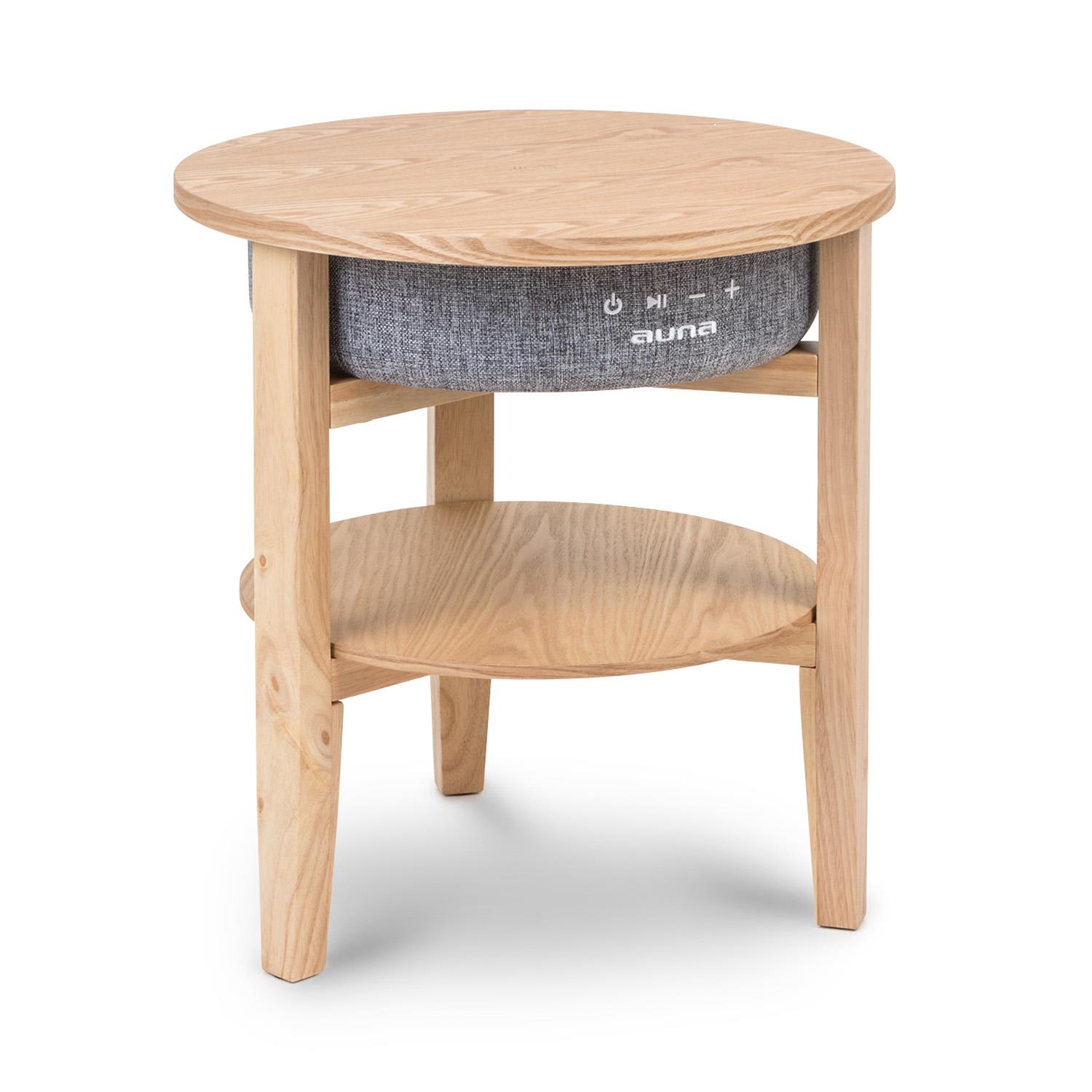 Milano Lautsprechertisch 30W RMS BT Wireless Charging 2200 mAh holz