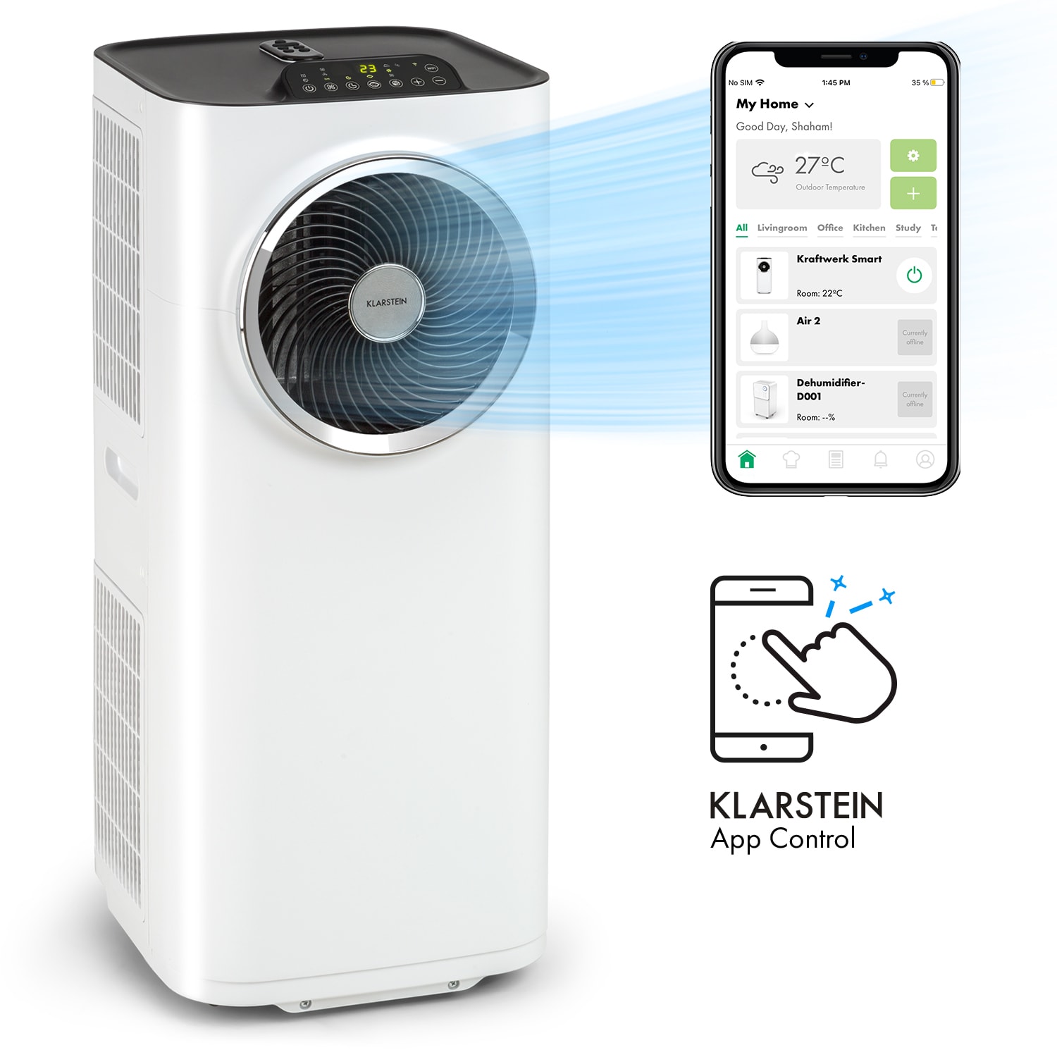Kraftwerk Smart 10K Klimaanlage 3-in-1 10000 BTU App-Steuerung Fernbedienung