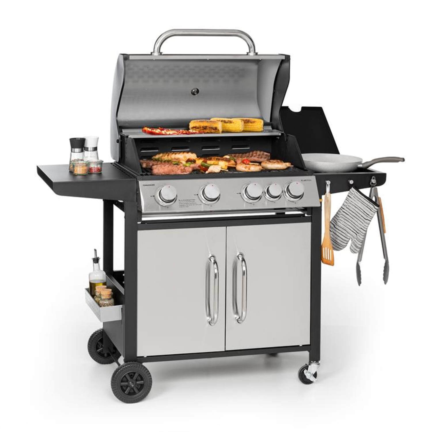 Tomahawk Gasgrill 4x3,6 kW + 2,7 kW Brenner 66x43,5 cm Grill Edelstahl