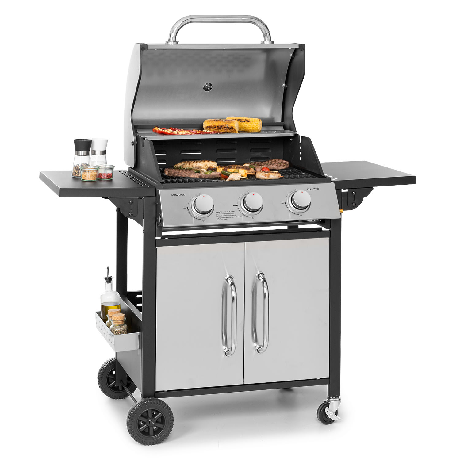Tomahawk Gasgrill 3 x 3,6 kW Brenner 60 x 43,5 cm Grill Edelstahl