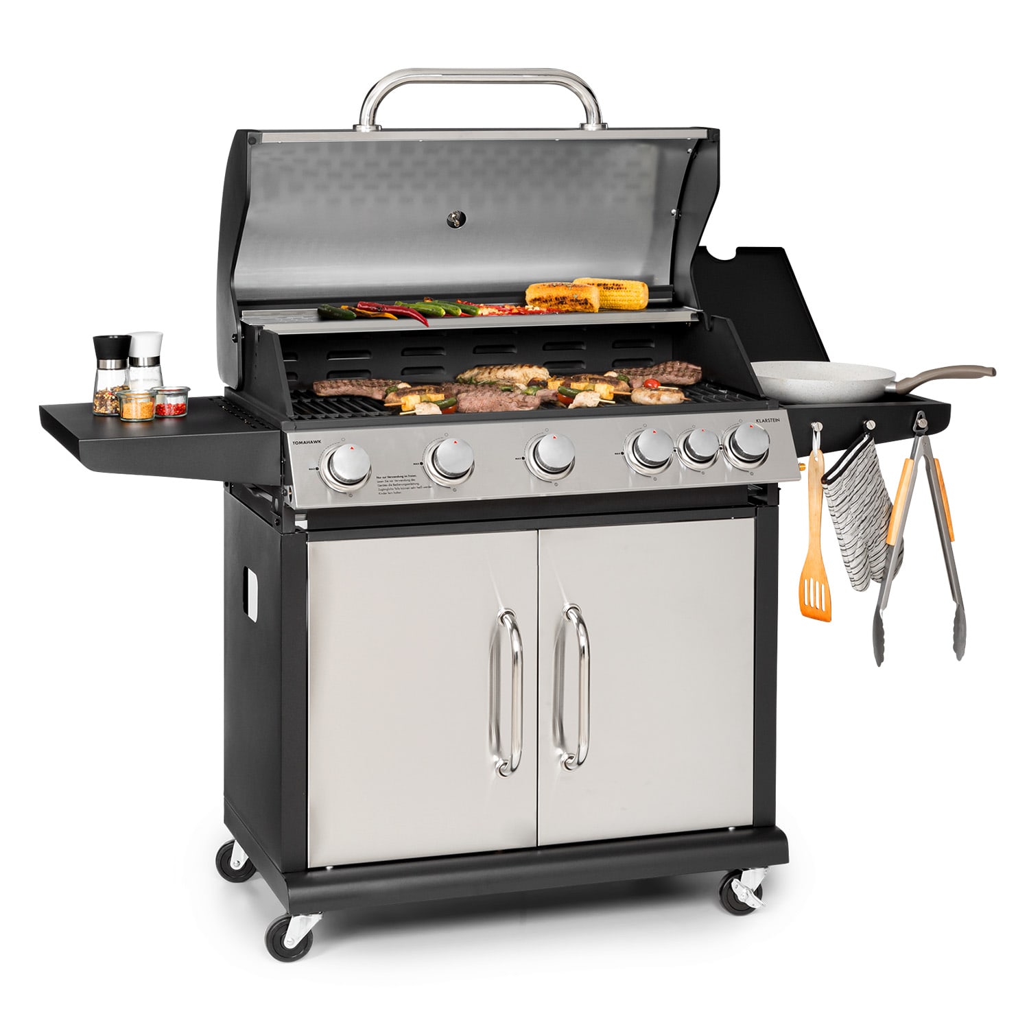 Tomahawk Gasgrill 5x3,6 kW + 2,7 kW Brenner 80x43,5 cm Grill Edelstahl