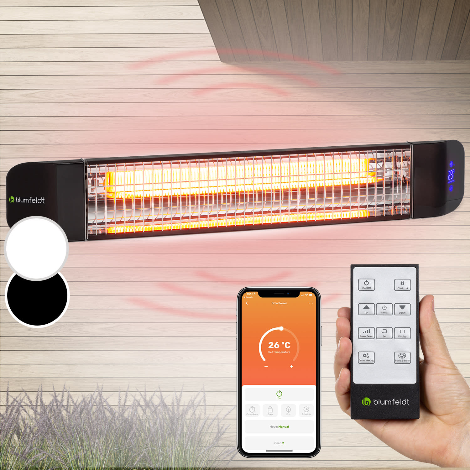 Smartwave, infračervený ohrievač, 2400 W, WiFi, ovládanie cez aplikáciu, čierny