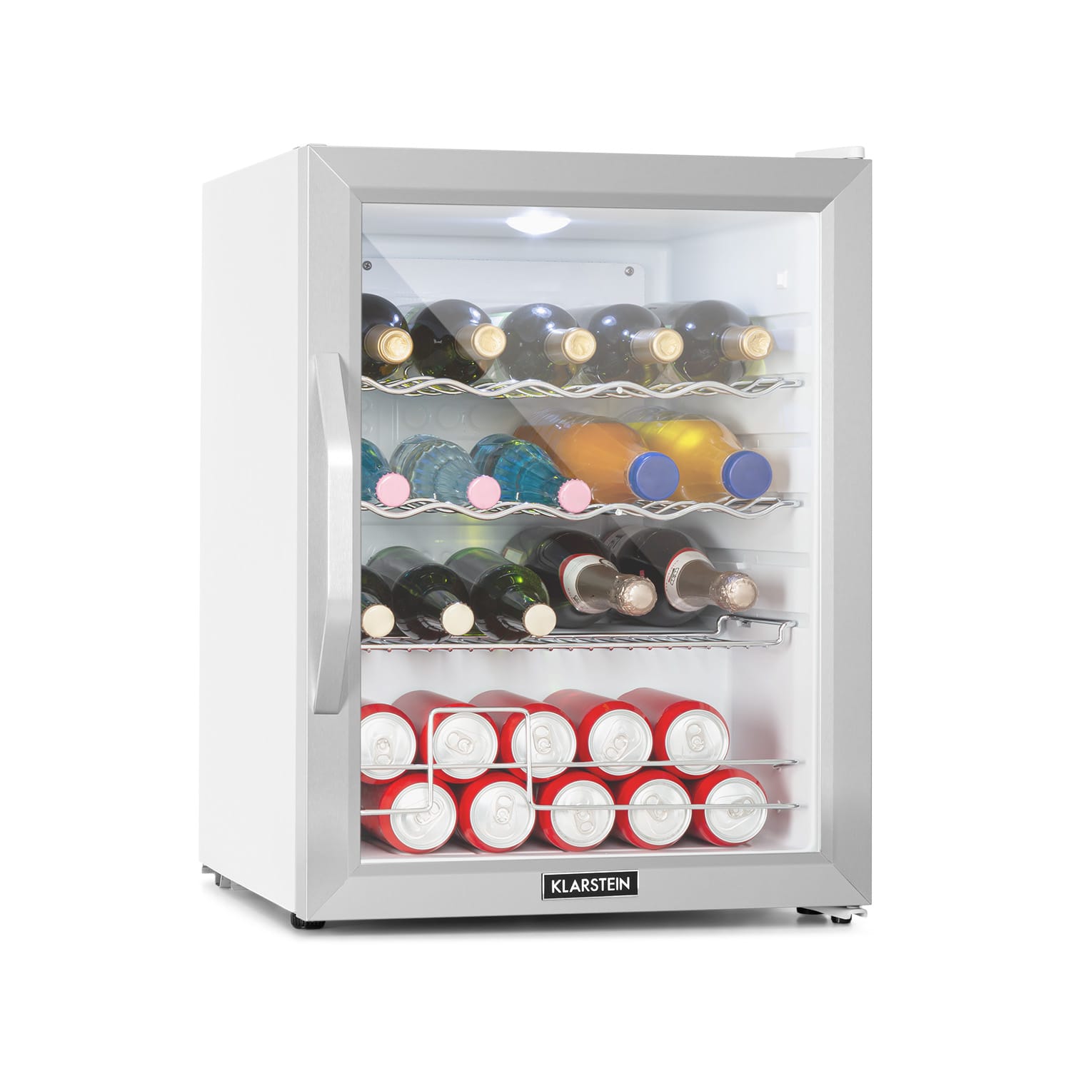 Beersafe XL Crystal White Réfrigérateur 60 litres 4 étagères Porte en verre panoramique Acier inoxydable