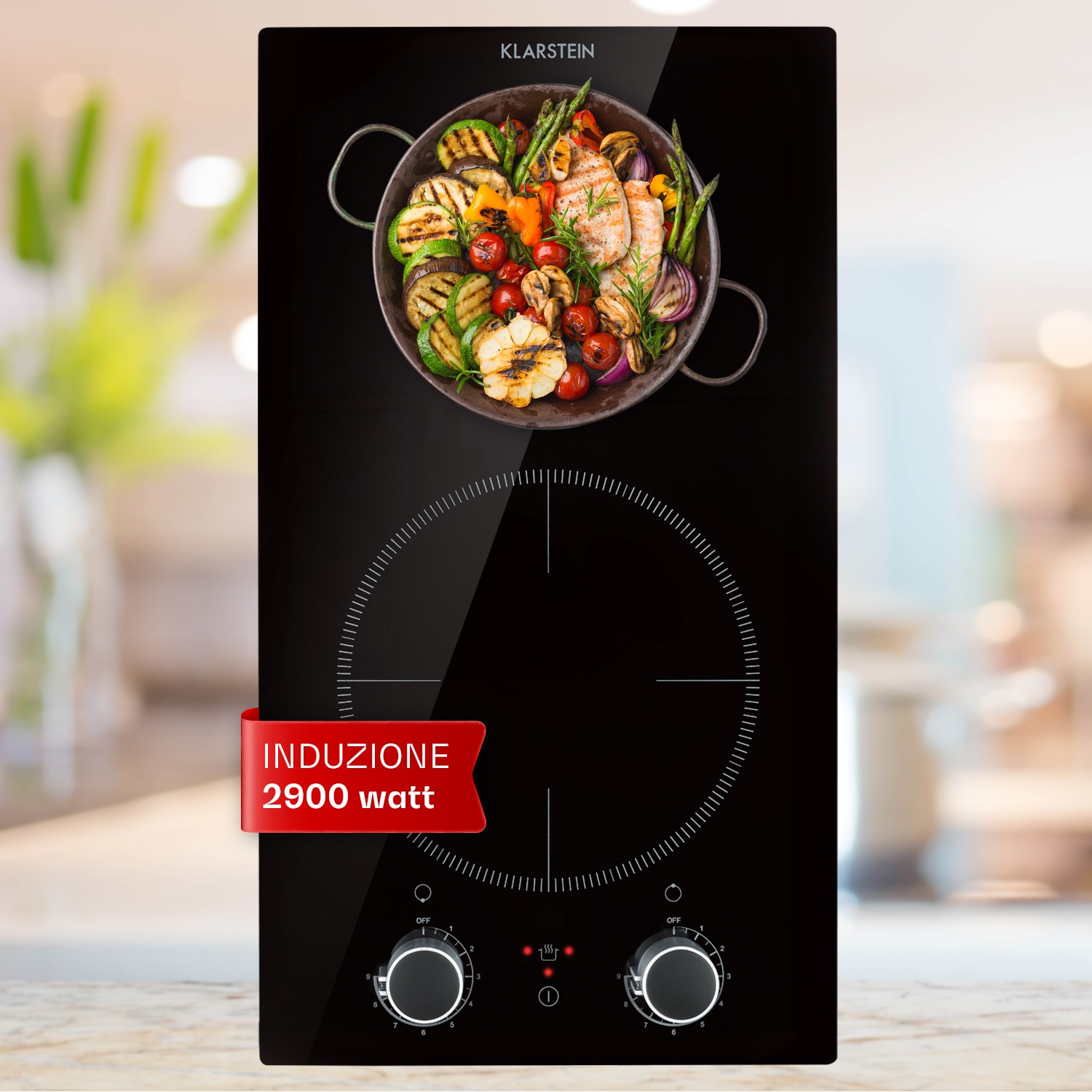 Kochheld Piano Cottura a Induzione Doppio 2900W Manopola Vetro nero