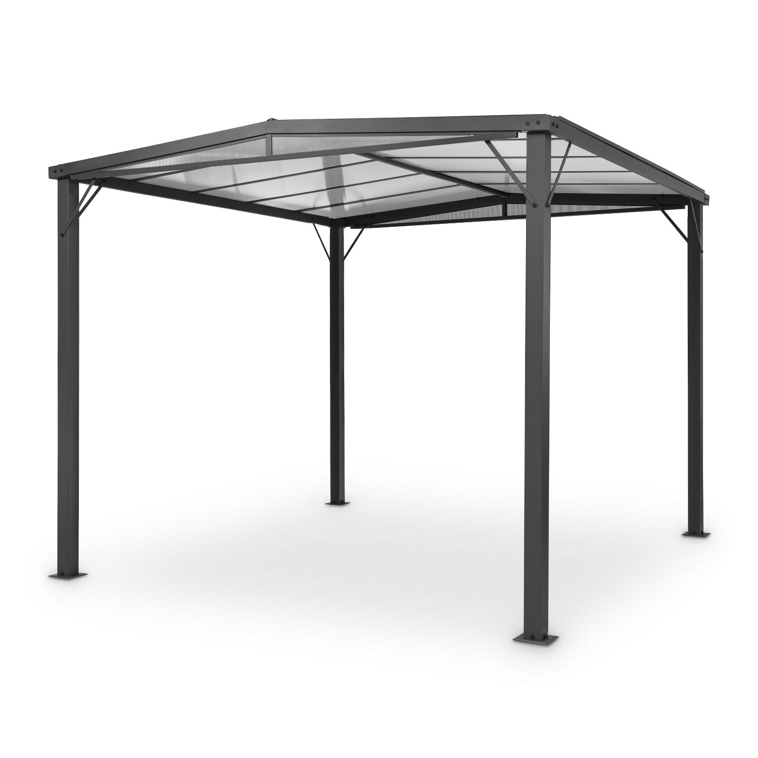 Pantheon Solid Sky Flat Pergola Vordach 3x3m Polycarbonat