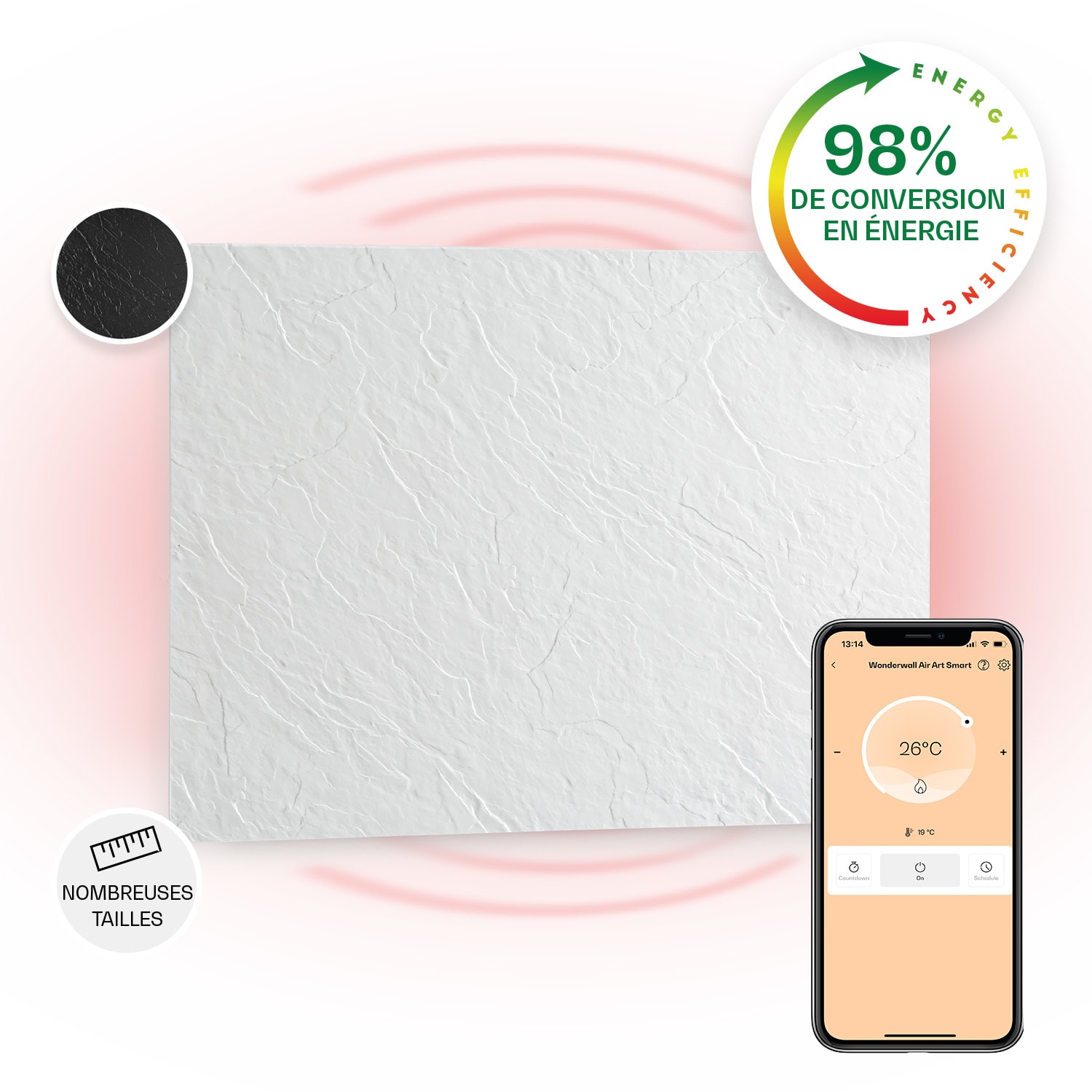 Wonderwall Earth radiateur infrarouge 80x60 cm 550 W montage mural blanc