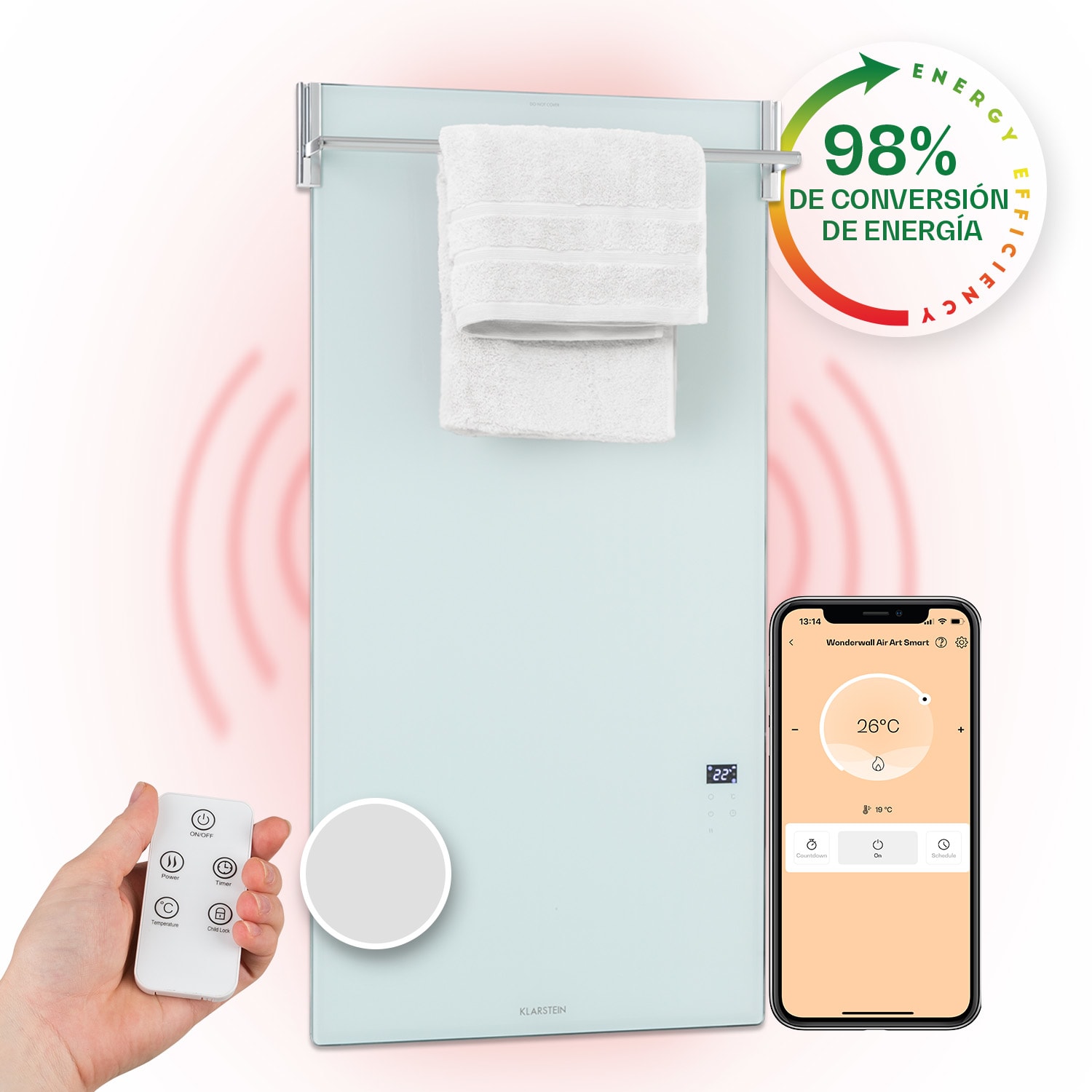 Hot Spot Crystal Spotless Smart Panel calefactor infrarrojo de 750W App Blanco