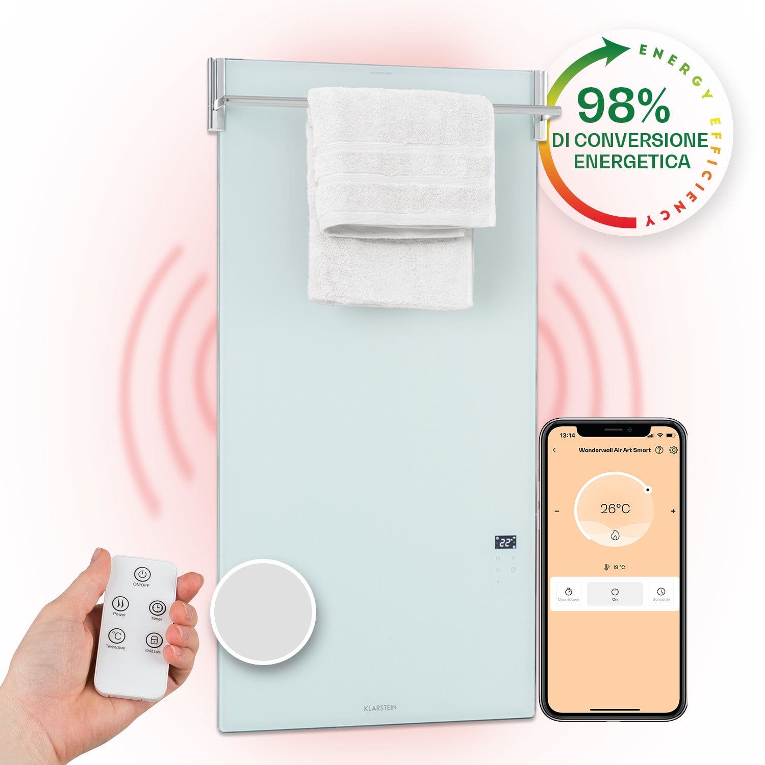 Hot Spot Crystal Spotless Smart Pannello Riscaldante Infrarossi 750W App bianco