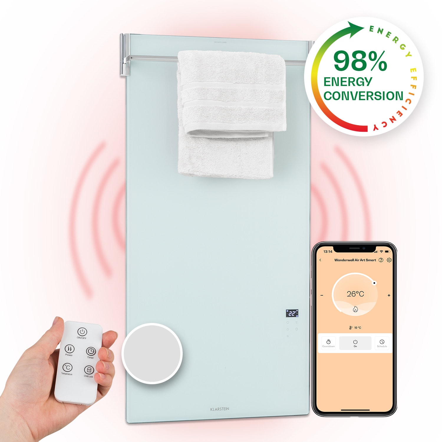 Hot Spot Crystal Spotless Smart infrapunalämmitin 750 W sovellus valkoinen