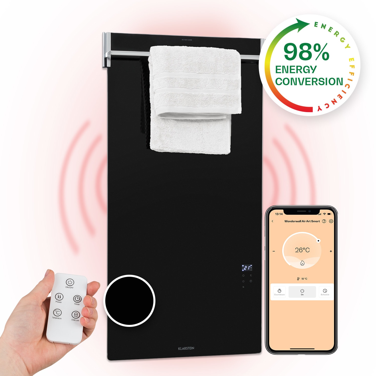 Hot Spot Crystal Spotless Smart infrapunalämmitin 750 W sovellus musta