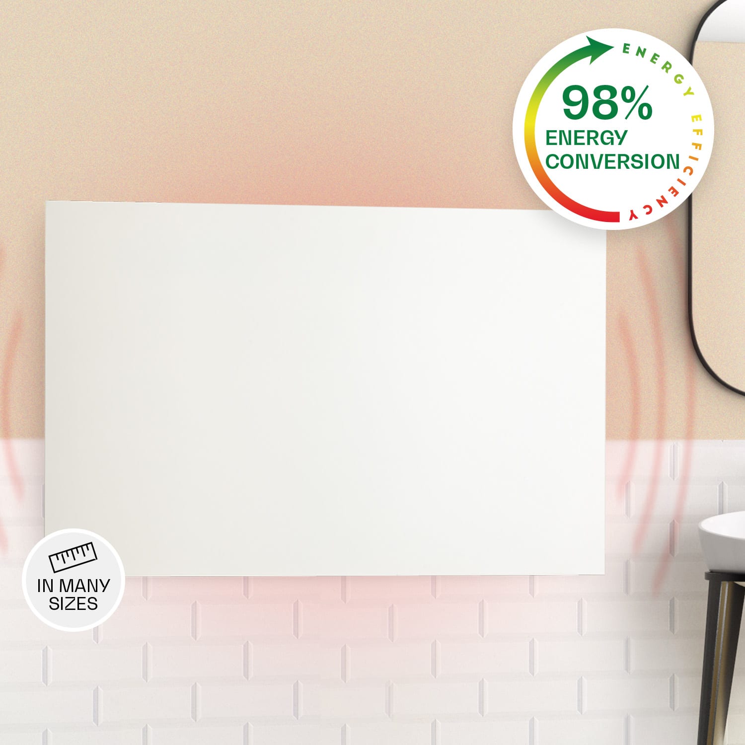 Aquecedor de infravermelhos Wonderwall Air Infinite 580 90x60cm 580W Comando de controlo remoto parede