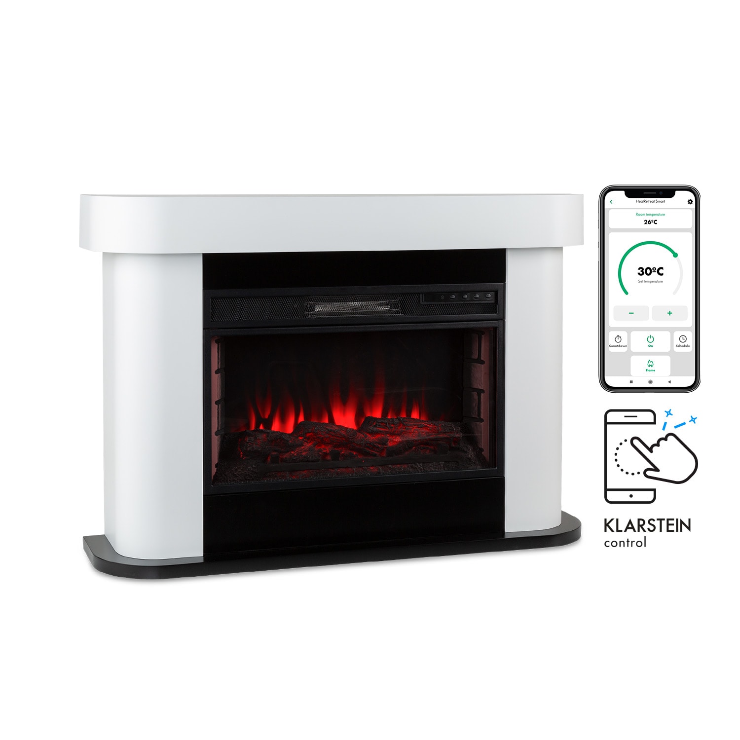Aargau Smart Elektrischer Kamin 1000/2000W LED 18-27 °C Wochentimer