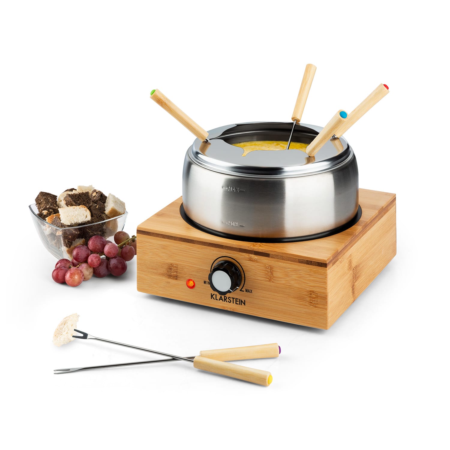 Bambus Fondue, hrniec z ušľachtilej ocele, 800W