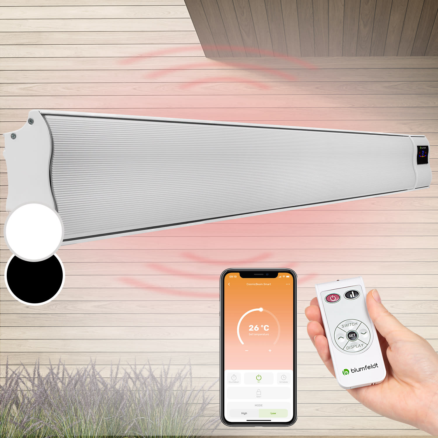 Calefactor radiante de infrarrojos Cosmic Beam Smart 30, 3000W, control App, mando a distancia