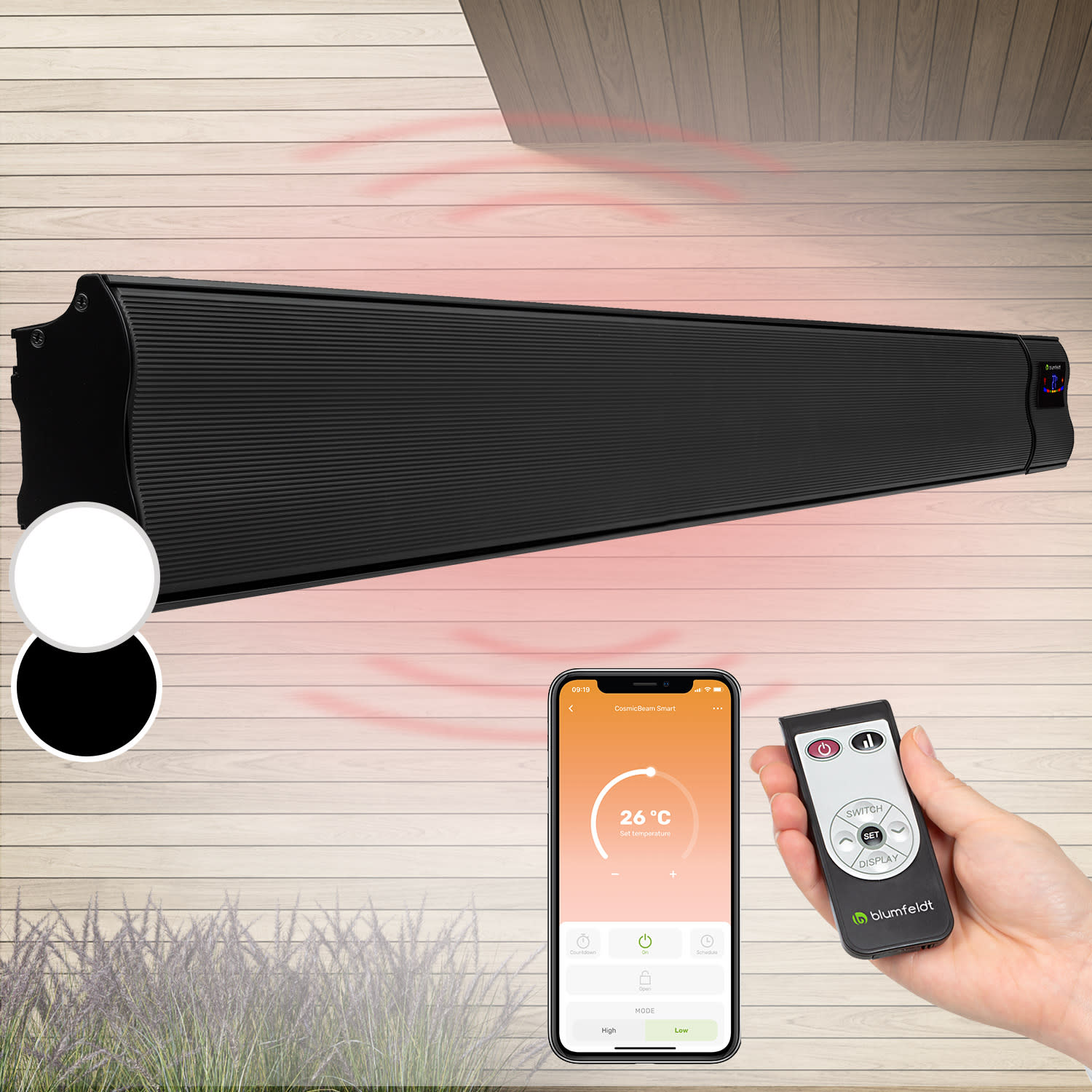 Cosmic Beam Smart 30, infravörös hősugárzó, 3000 W, vezérlő alkalmazás, fekete
