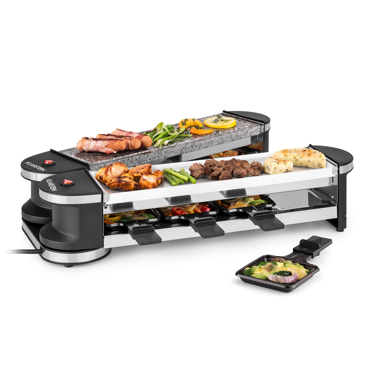 Tenderloin 50/50, raclette gril, 1200 W, 8 osôb, prírodný kameň, biely