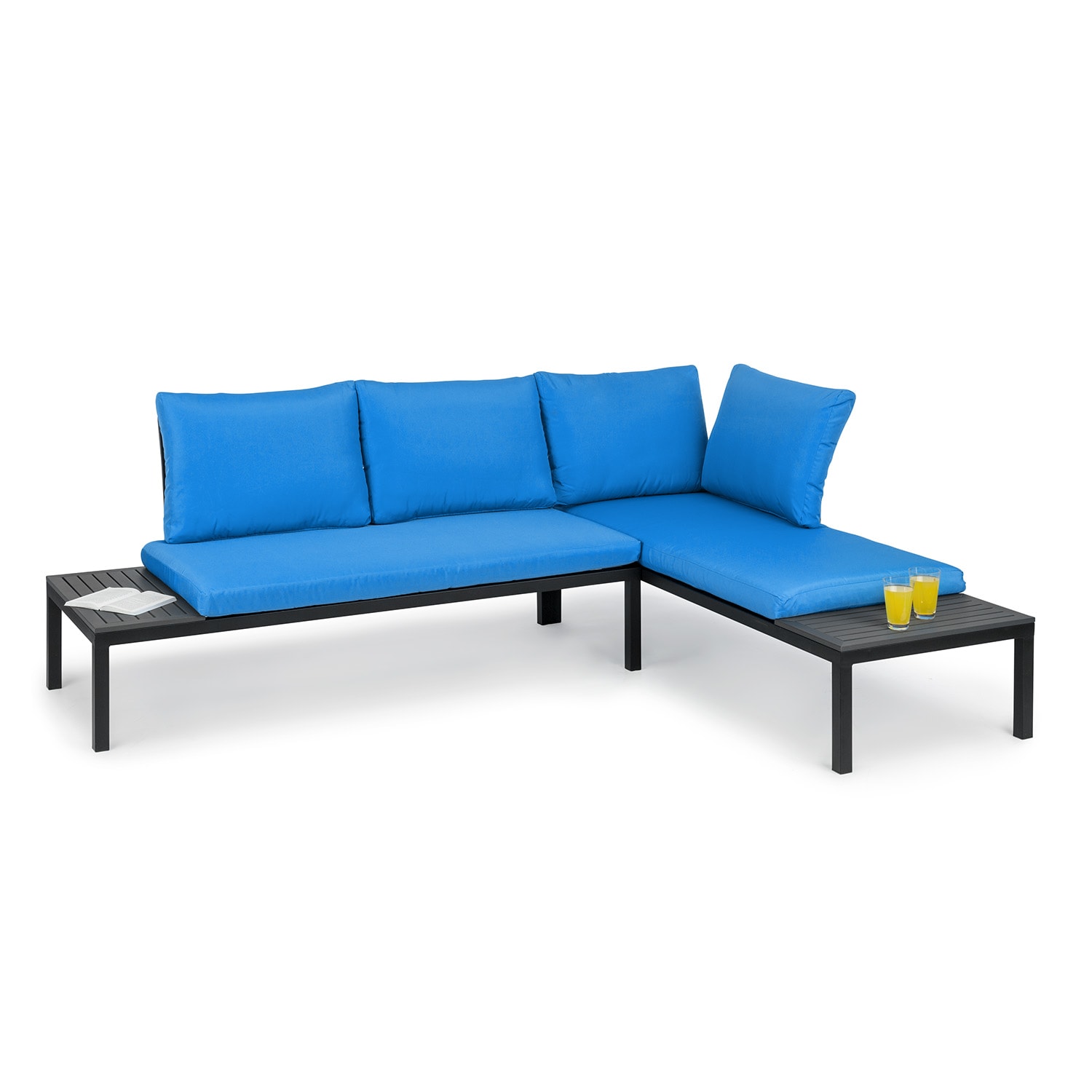 Cartagena Lounger, zestaw 2 sztuk 2-osobowych sof ogrodowych ze stołem, stal, poliester