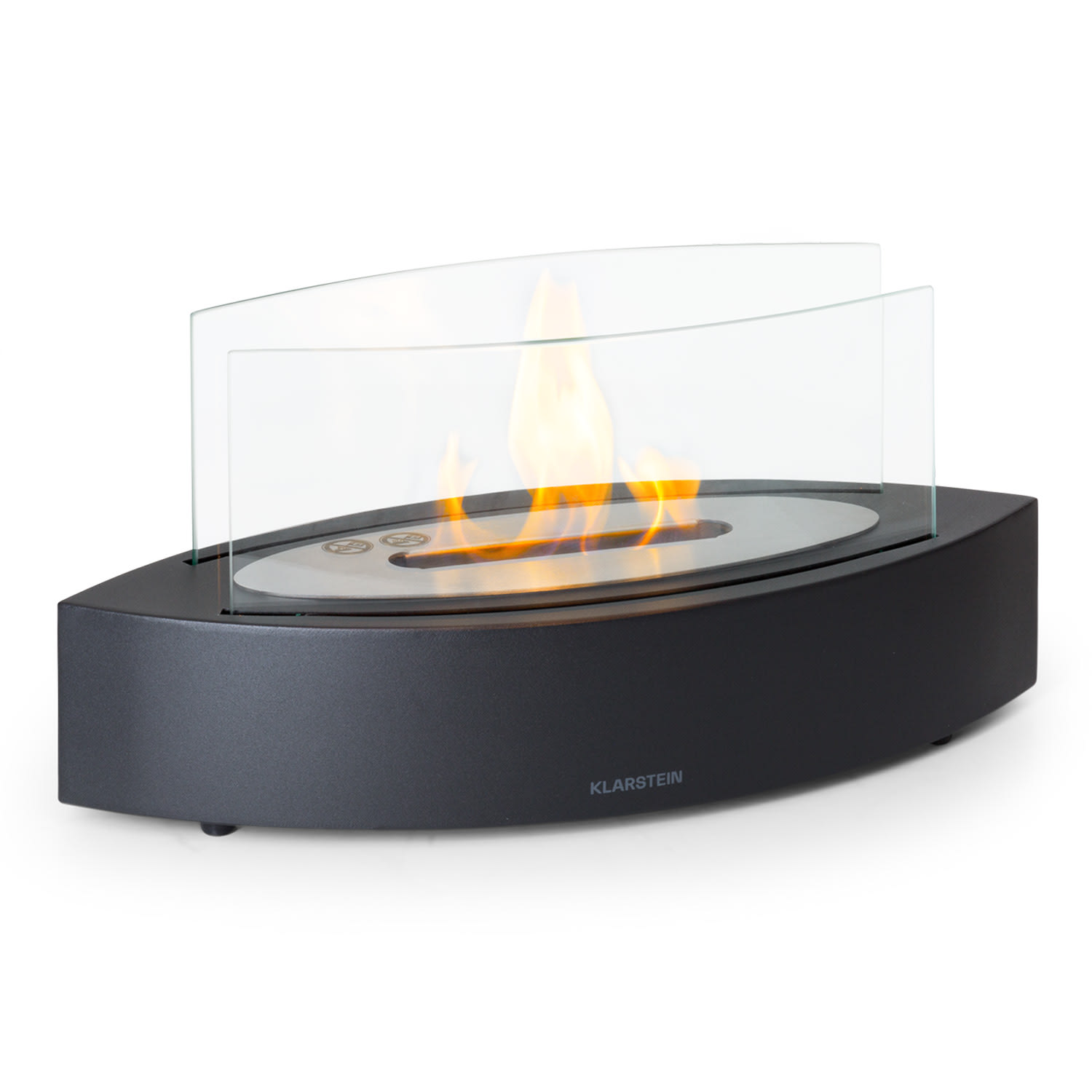 Phantasma Curve Ethanol-Kamin rauch- & geruchlos Edelstahl-Brenner Sicherheitsglas