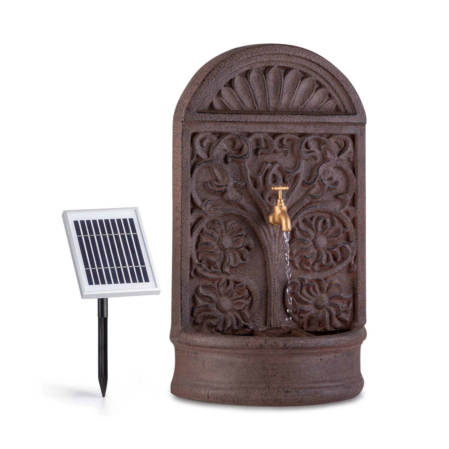 Blumquell, fântână solară, LED, 5m, cablu, piatră sintetică, panou solar