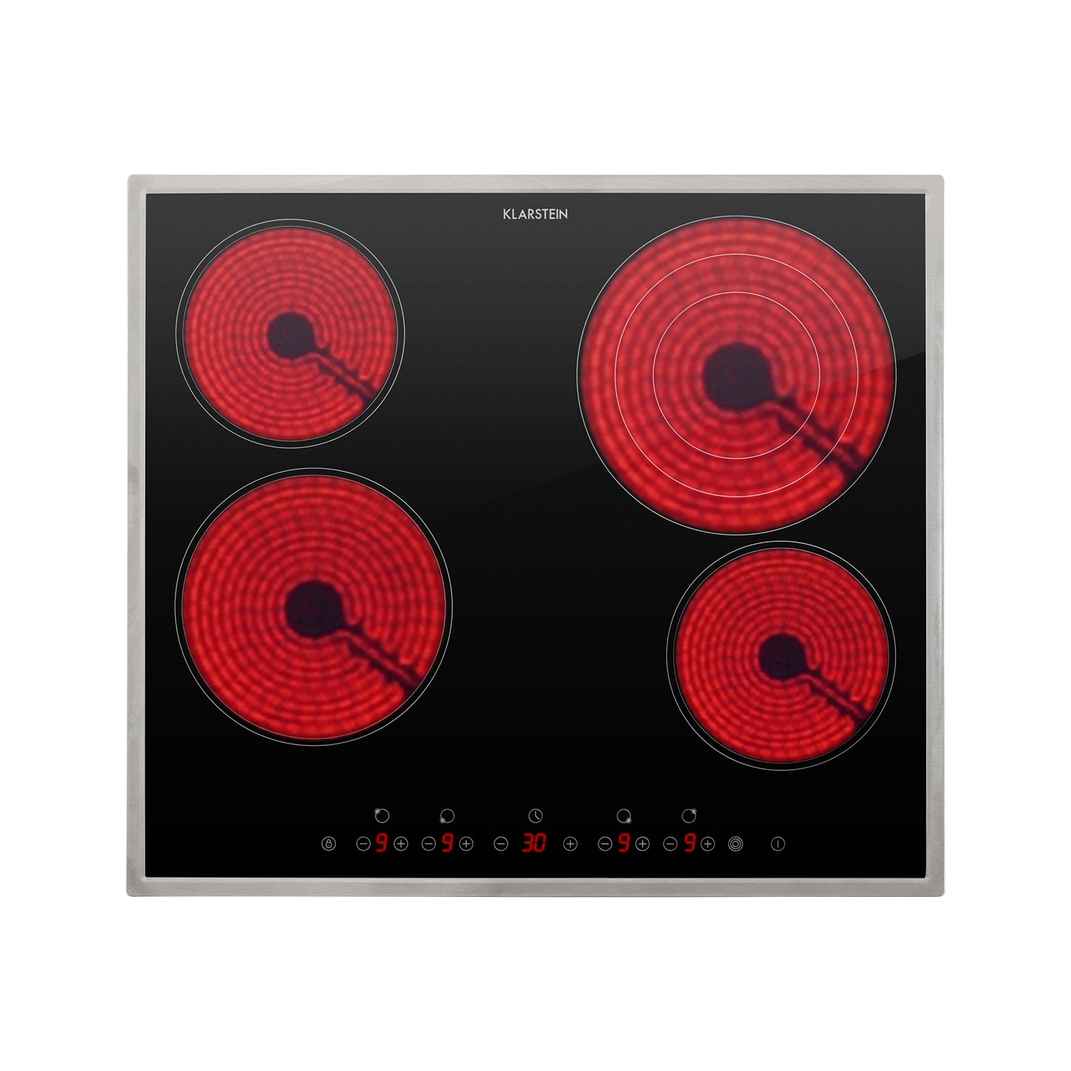 Virtuosa 4 Prime table de cuisson encastrée 4 zones 6500 W vitrocéramique cadre en inox