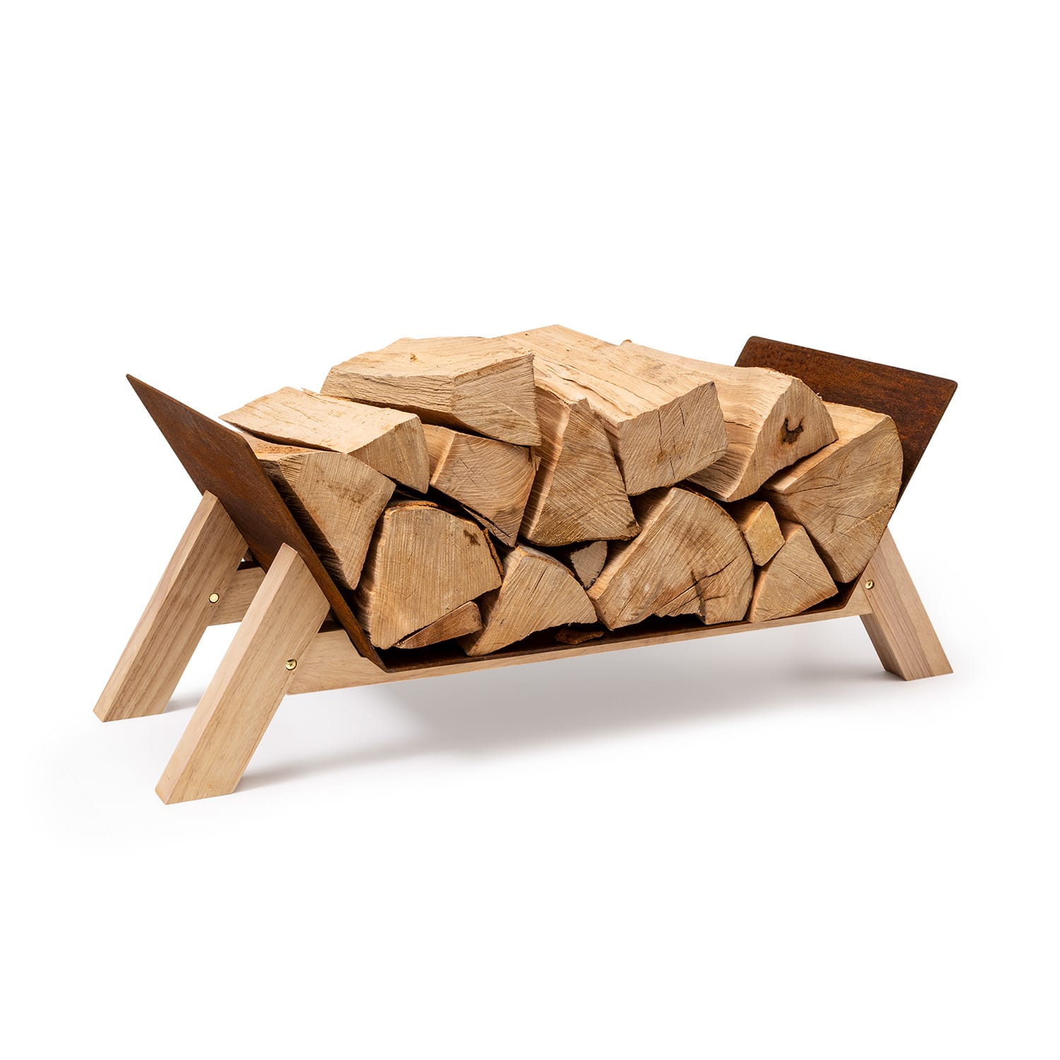 Langdon Wood Rust, stojan na drevo, 68 × 38 × 34 cm, železo a drevo