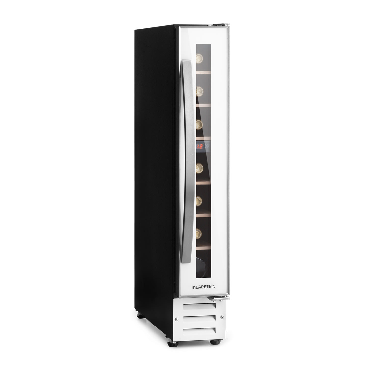 Vinovilla 7, built-in, Uno Quartz, vstavaná chladnička na víno, biele sklo, nerezová oceľ