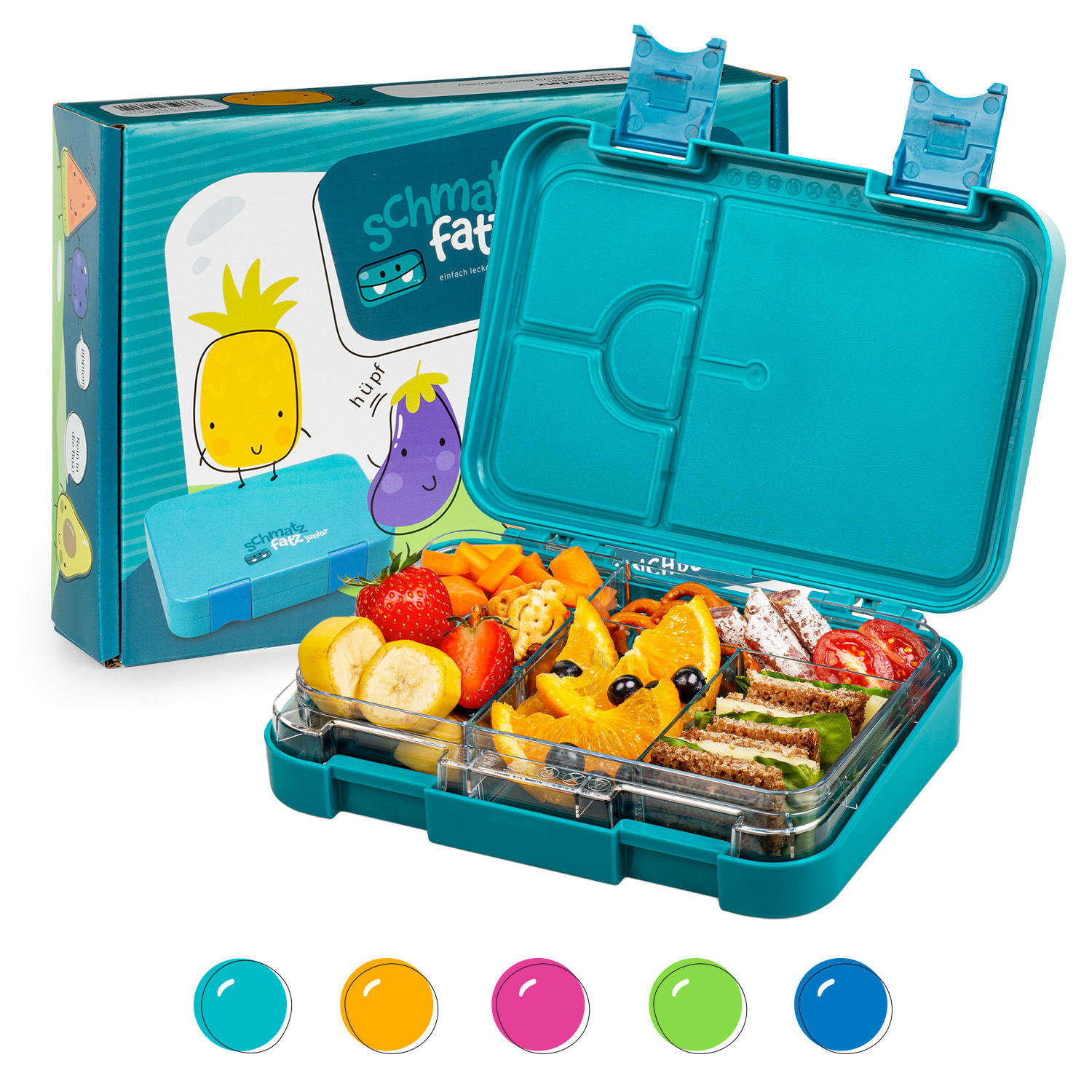 schmatzfatz junior, Lunchbox, 6 Scomparti, 21,3 x 15 x 4,5 cm (LxAxP)