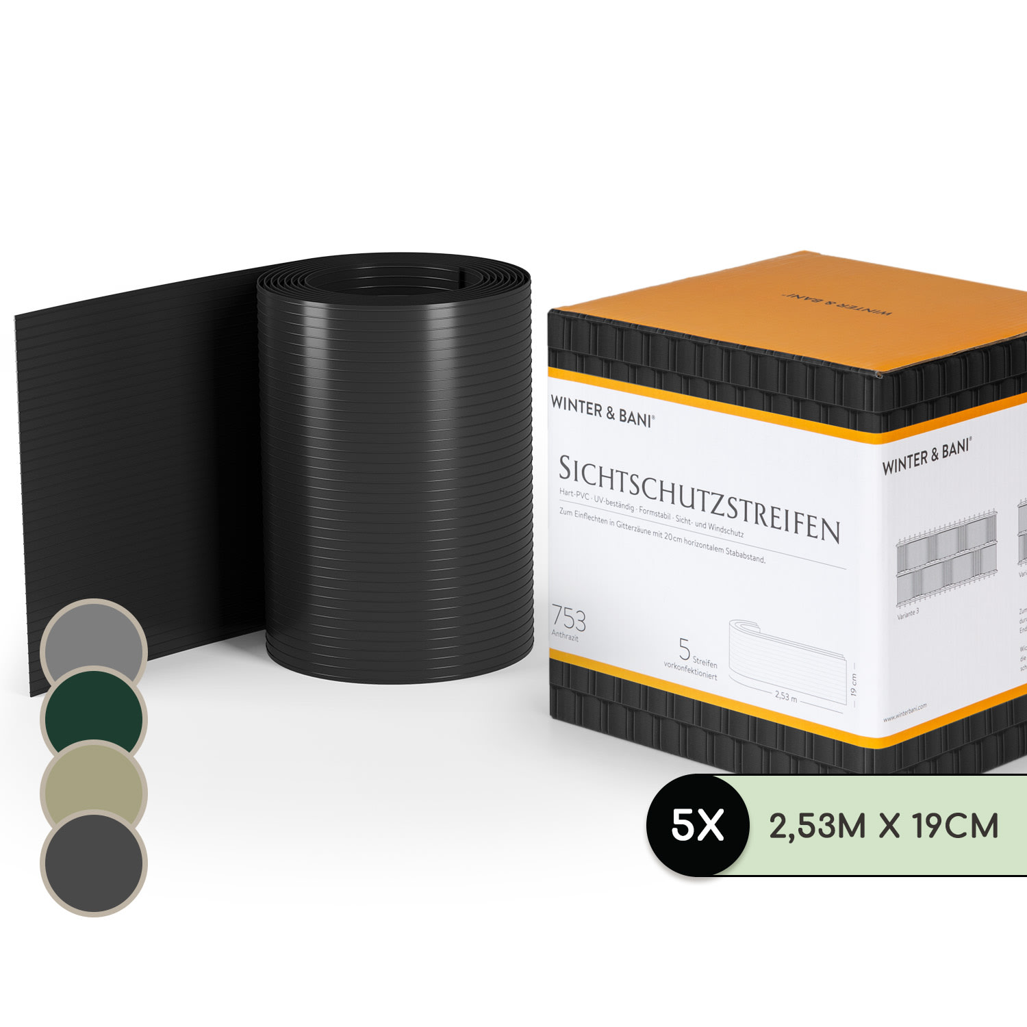 Vlechtband vlechtstrook schutting pvc-hardplastic 2,53 x 0,19 m