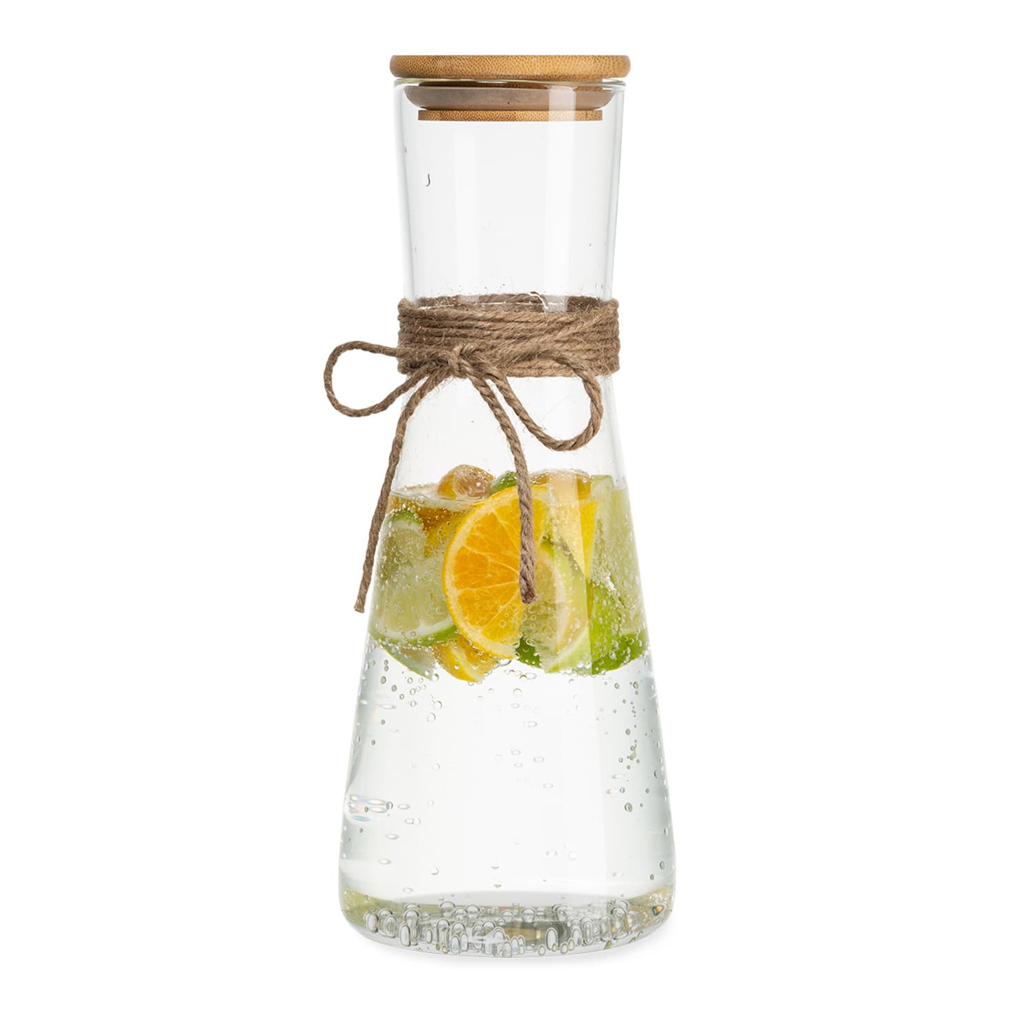 Glass carafe with bamboo lid borosilicate glass heat-resistant