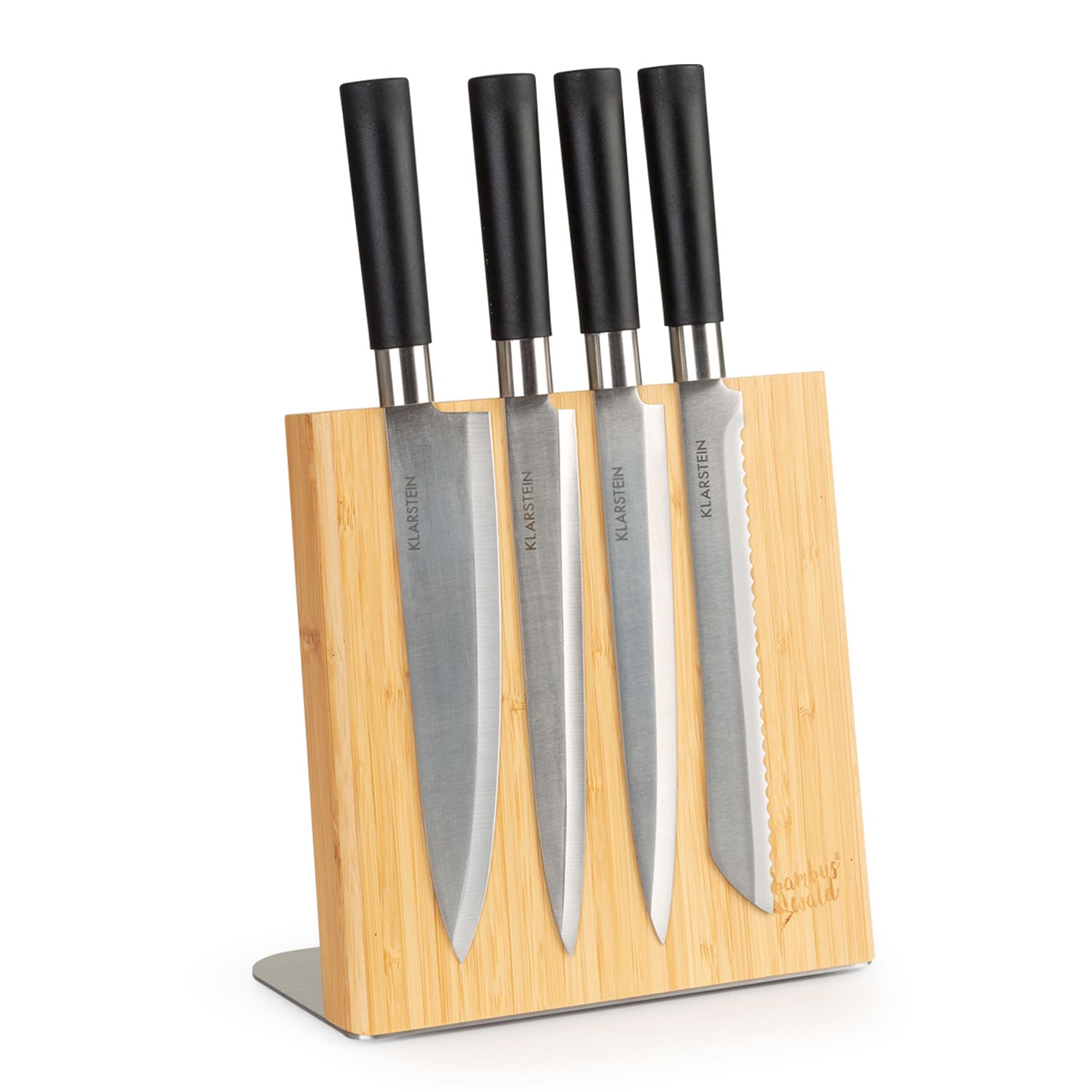 Messerblock schräg, magnetisch, für 4-6 Messer, Bambus, Edelstahl