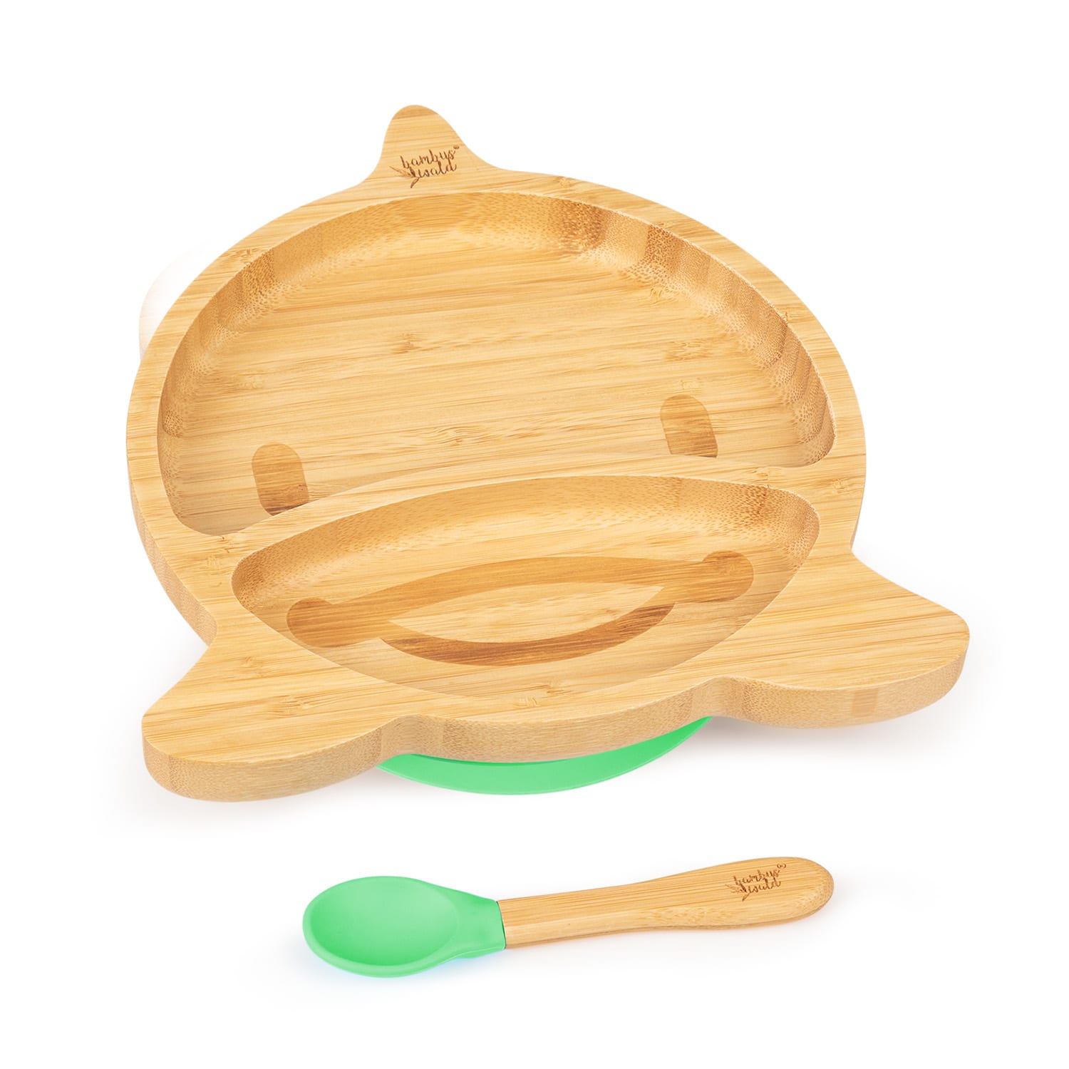 Vaisselle pour enfants assiette en bambou, cuillère 250 ml et ventouse 18 x 18 cm