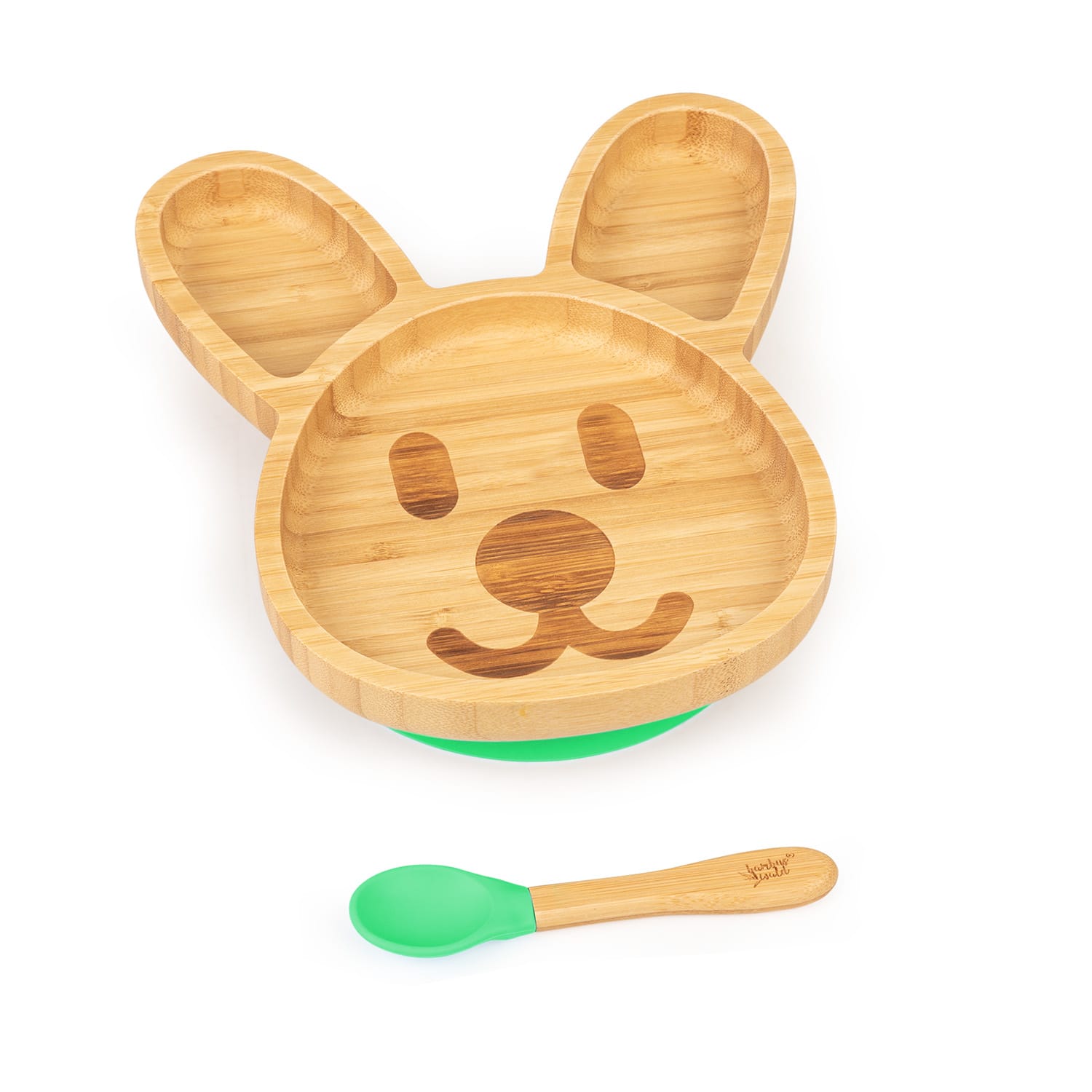 Vaisselle pour enfants assiette en bambou, cuillère 250 ml et ventouse 18 x 18 cm