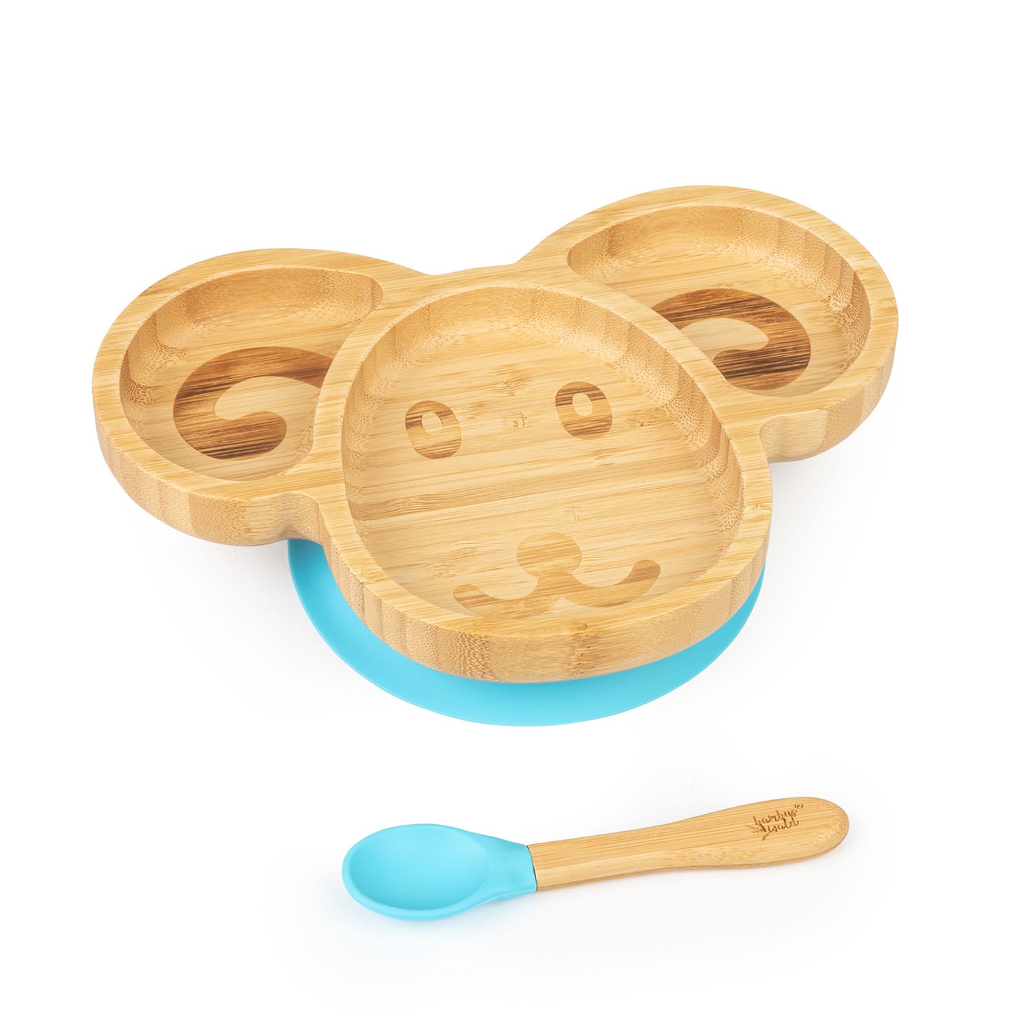 Vaisselle pour enfants assiette en bambou, cuillère 250 ml et ventouse 18 x 18 cm