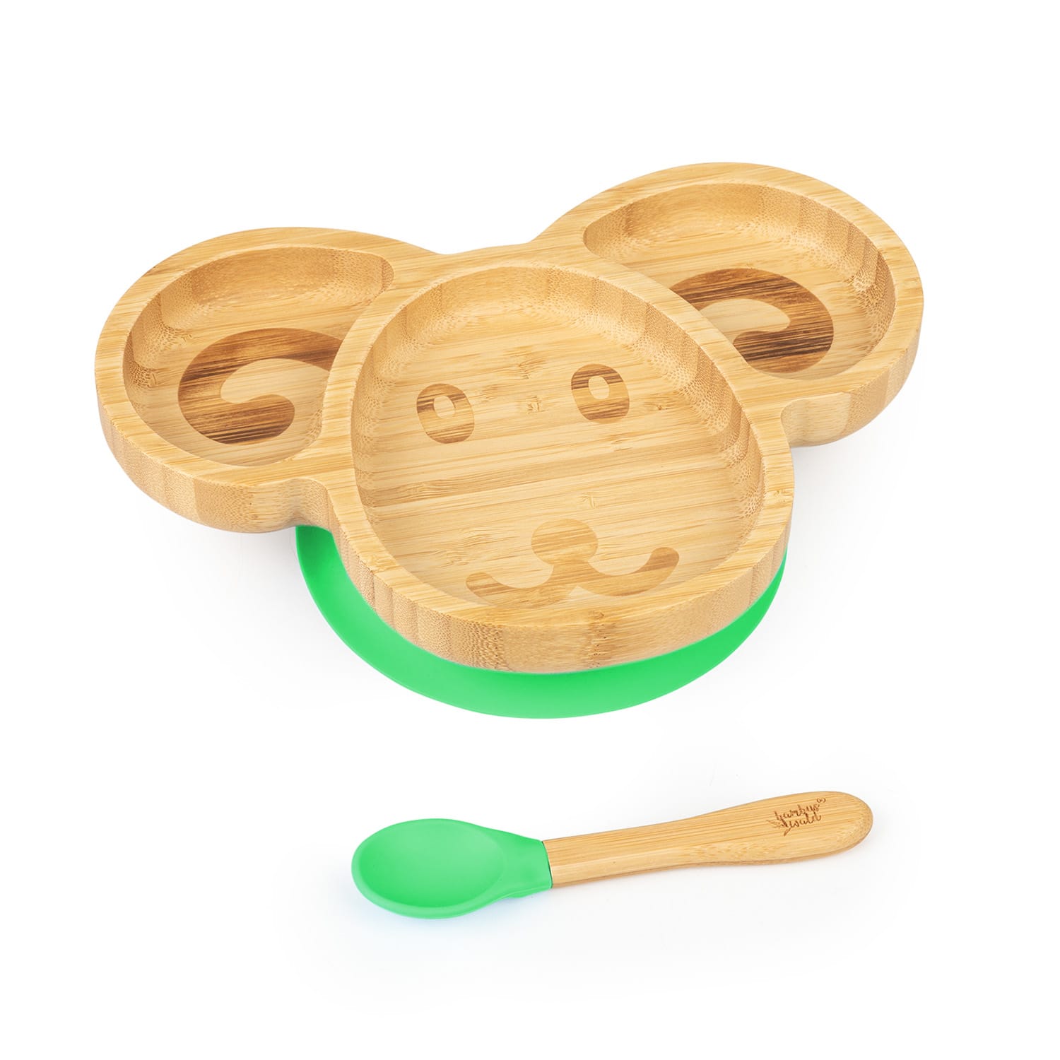 Vaisselle pour enfants assiette en bambou, cuillère 250 ml et ventouse 18 x 18 cm