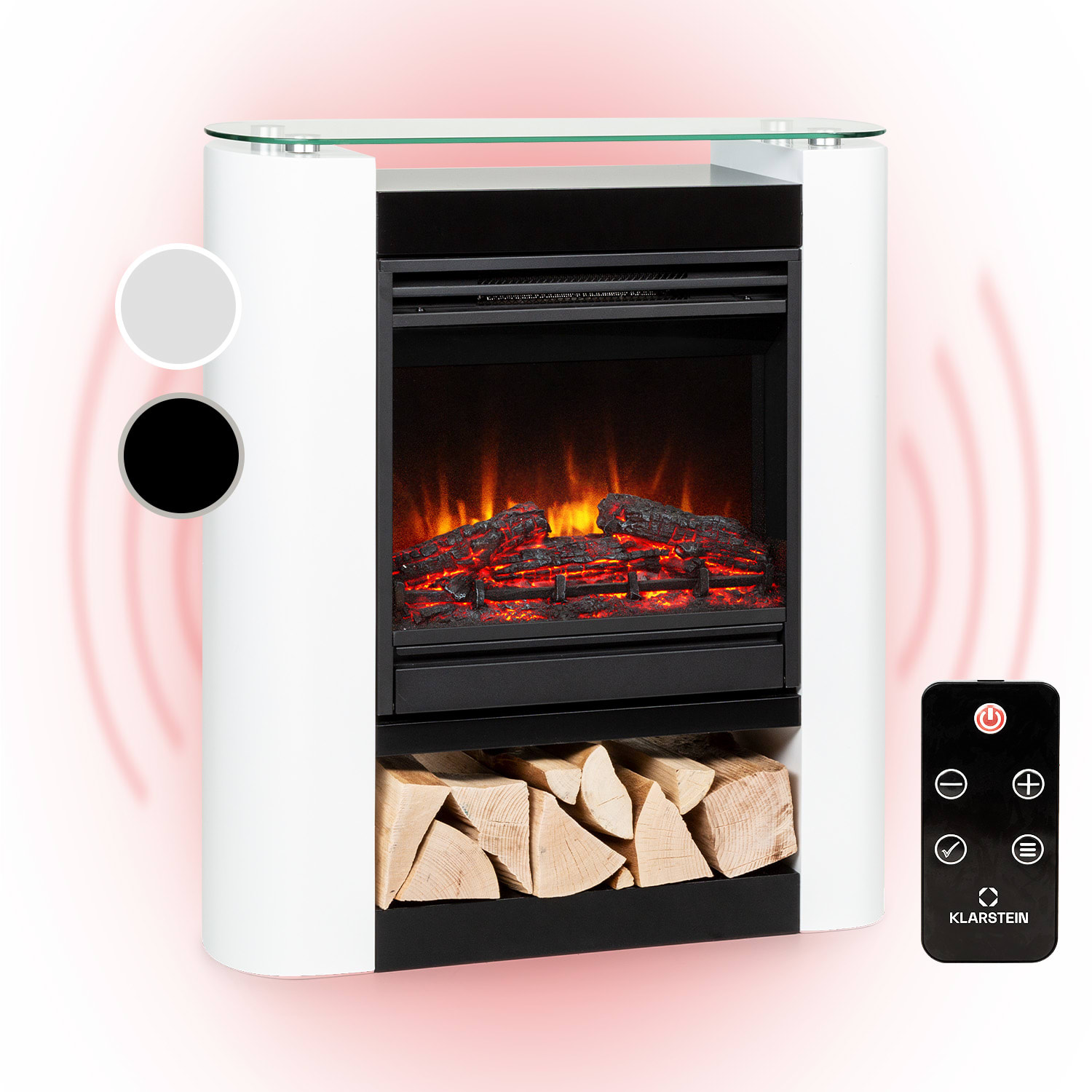 Studio 5 Arc camino elettrico, 1800 W, fiamme a LED, termoventilatore, telecomando