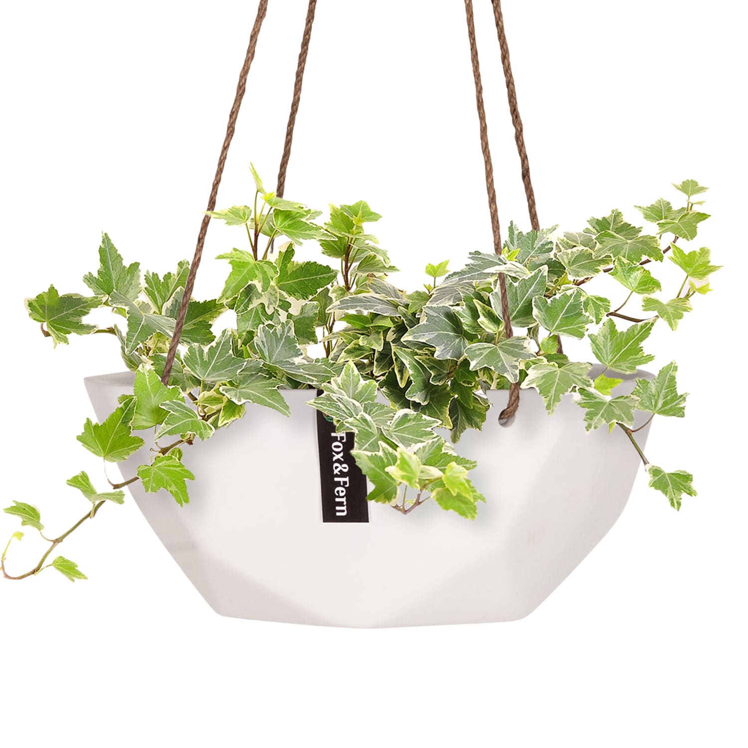 Laren Blumenampel Ø 28 cm Polystone mit Naturseilen