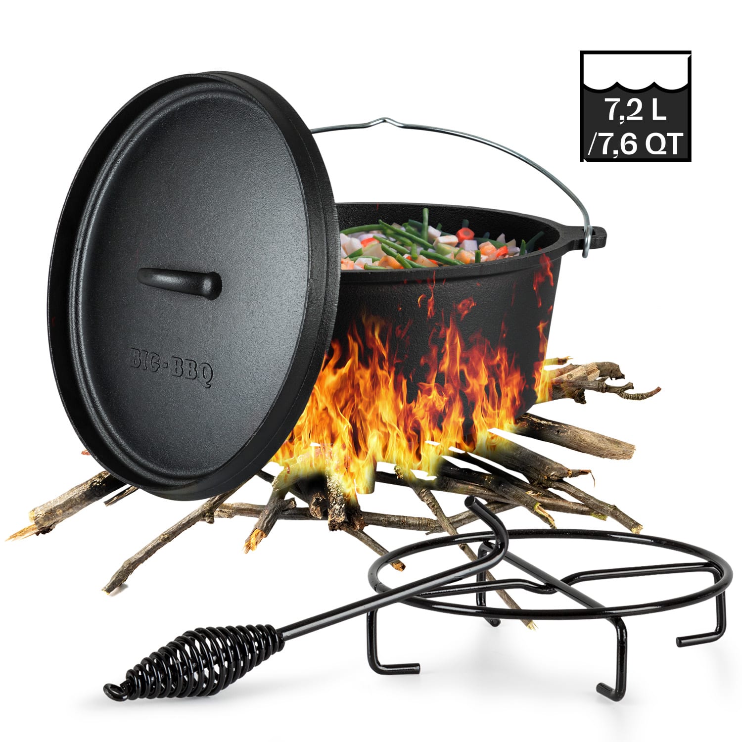 Galloway Dutch Oven 9.0 BBQ-Topf Gusseisen Größe L / 9 qt