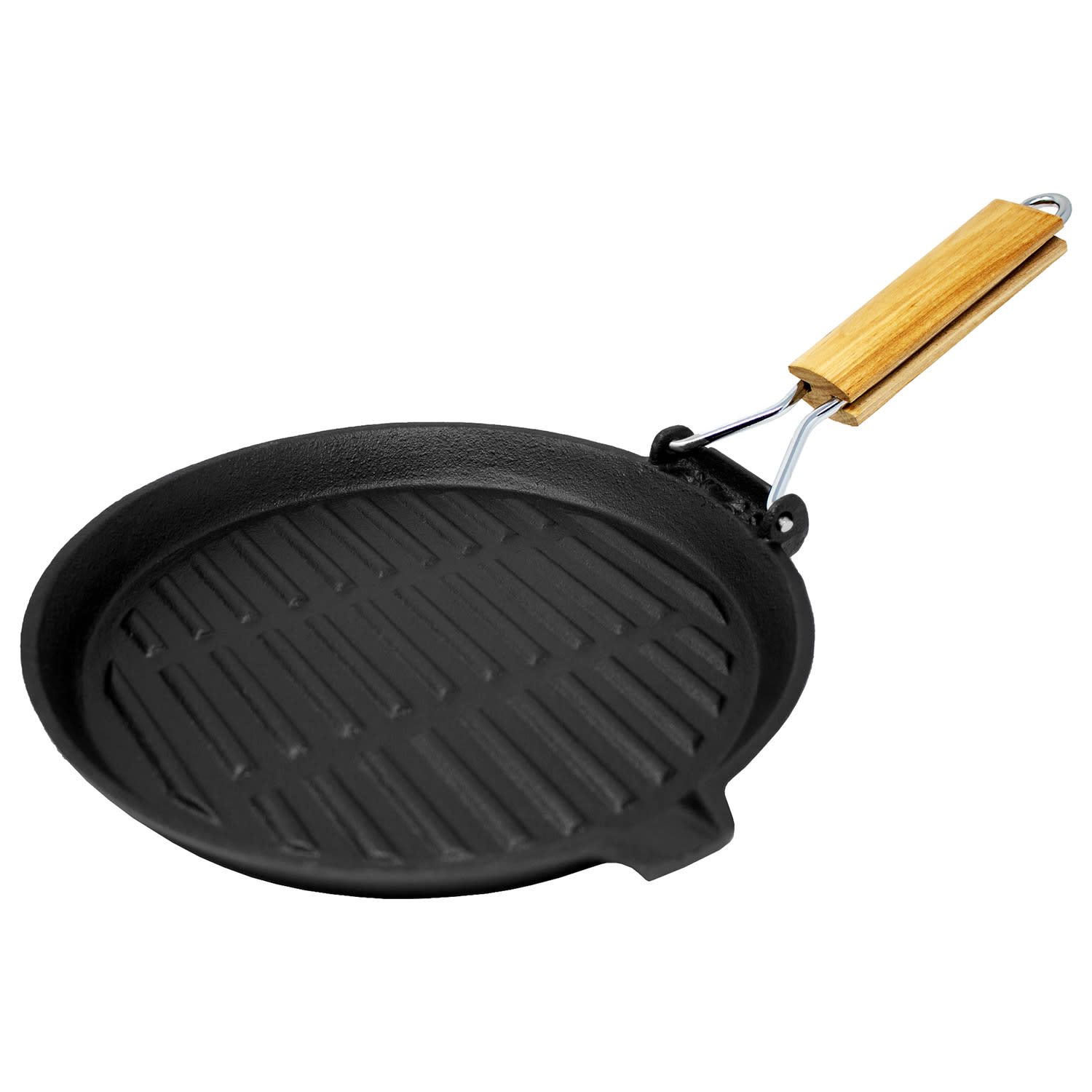 Retinta Grill- und Steakpfanne rund Gusseisen voreingebrannt Holzgriff
